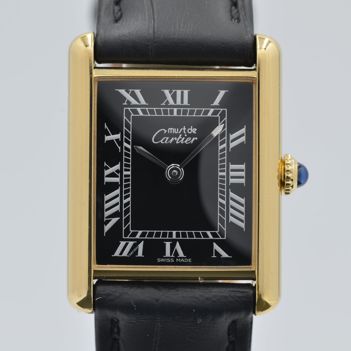 Cartier】カルティエ マストタンクLM手巻きブラックローマ 永久保証書付き