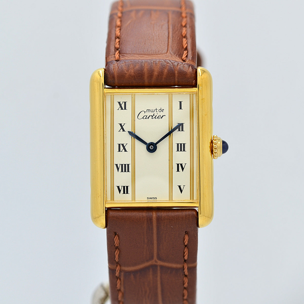Cartier】カルティエ マストタンクLM 縦ローマ 純正尾錠付き