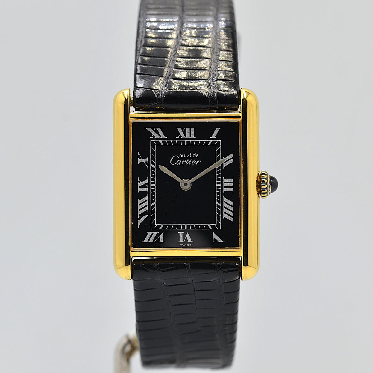 Cartier】カルティエ マストタンクLM ブラックローマ 手巻き 純正尾錠付き