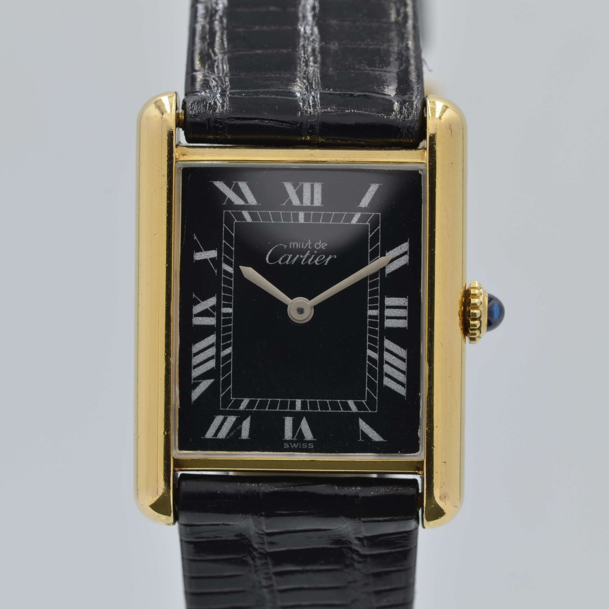 Cartier】カルティエ マストタンクLM手巻きブラックローマ付属品付き