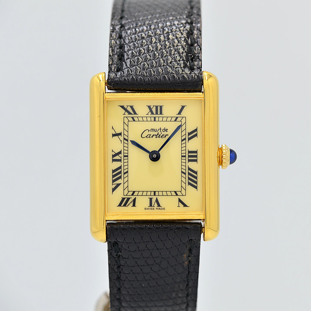 【y】カルティエ マストタンク LM 手巻 アイボリーローマン マスト ドゥ カルティエ/マストタンクSM/アイボリーローマン