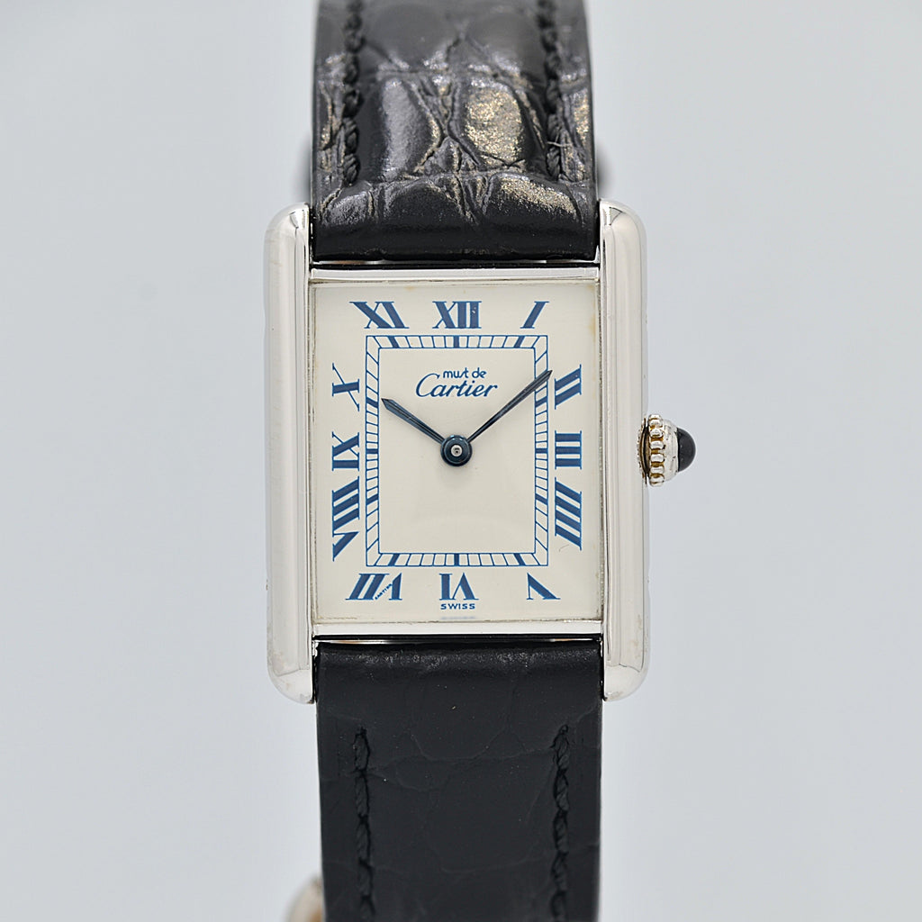 極美品 Cartier カルティエ マストタンク コマ 2個セット シルバー Cartier】カルティエ マストタンクLM シルバーQZ 純正尾錠付き