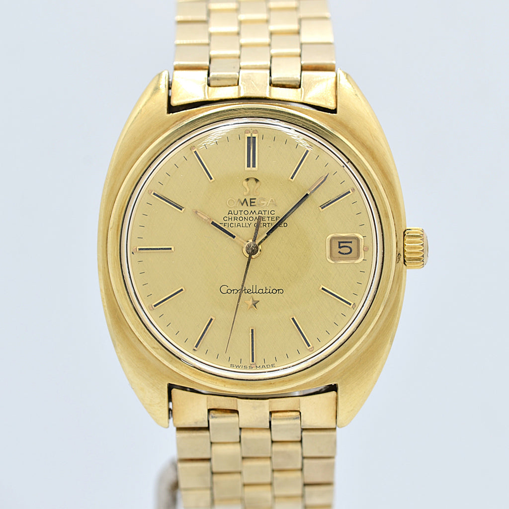 OMEGA】オメガ コンステレーションデイト Cライン Gold bark dial