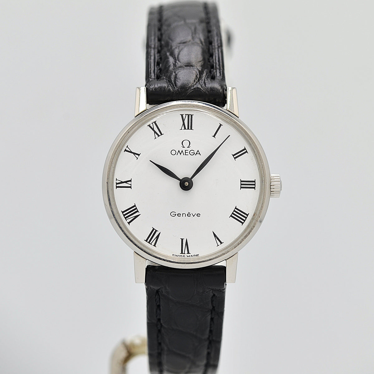 OMEGA】オメガ ジュネーヴ SS ラウンド White Roman 純正尾錠付き