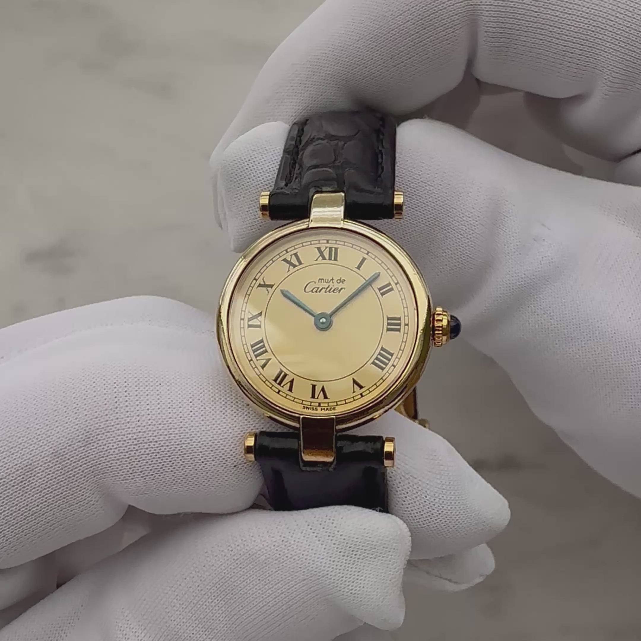 【Cartier】カルティエ マストヴァンドームSM アイボリーローマ文字盤 純正Dバックル付き