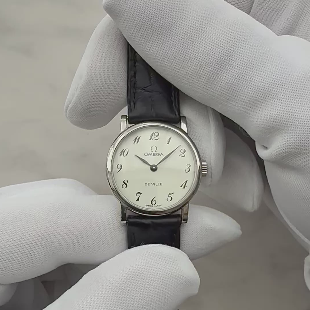 【OMEGA】オメガ デヴィル SS ラウンド White Arabic 純正尾錠付き