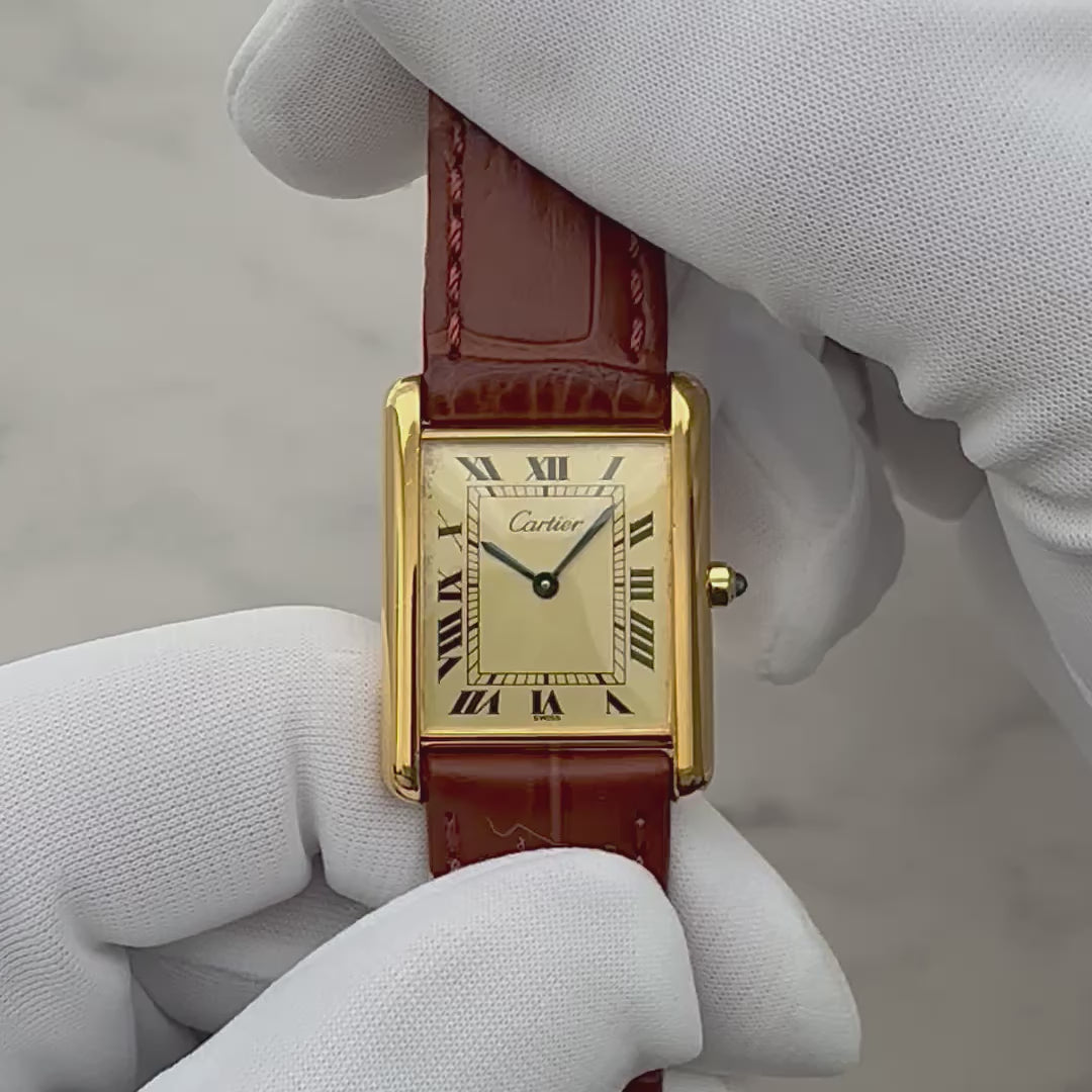 【Cartier】カルティエ マストタンクLM シャンパンローマQZ 純正尾錠付き カルティエコンプリートサービス済み