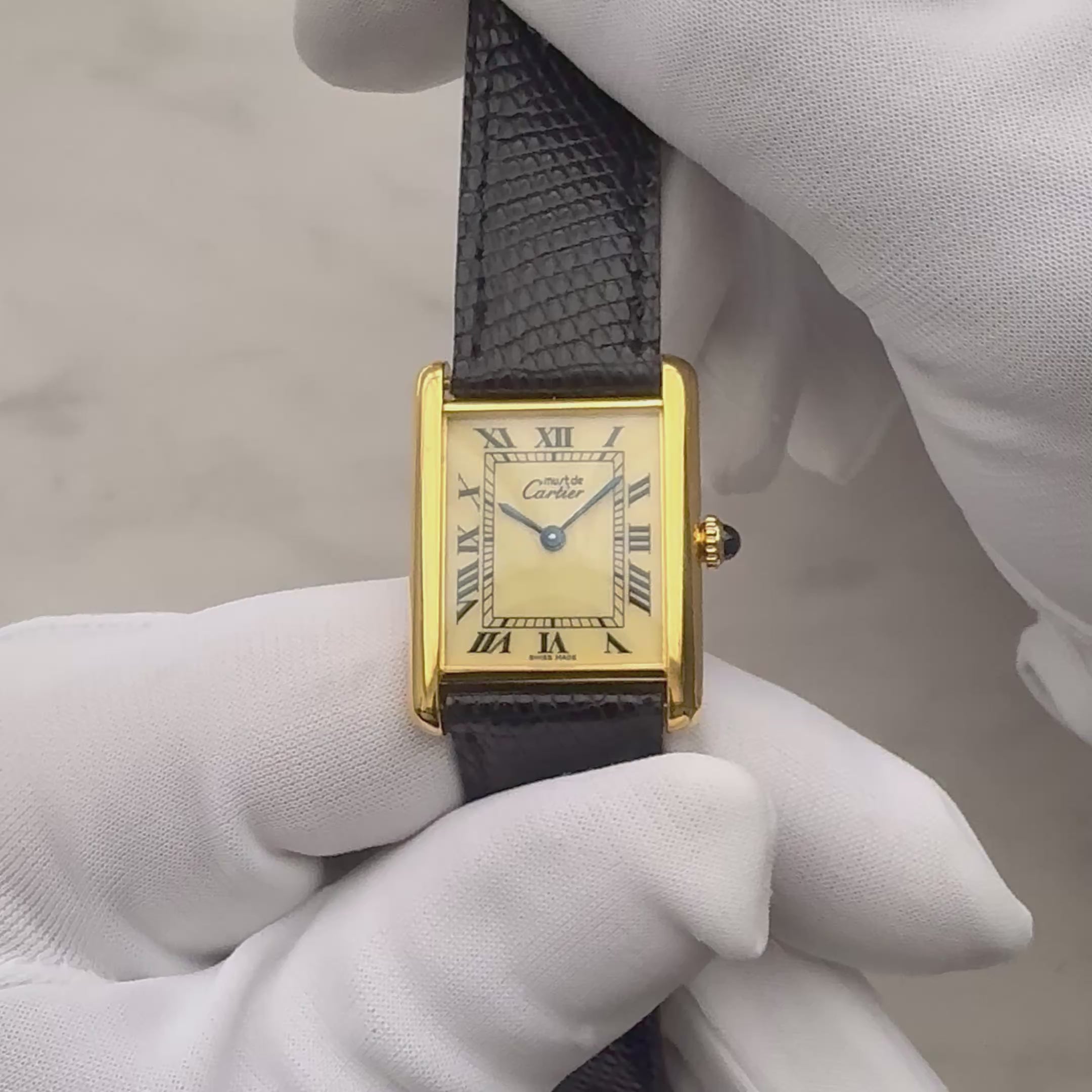 [Cartier] Cartier Must Tank LM Ivory Roma Manual Winding with Lifetime Warranty