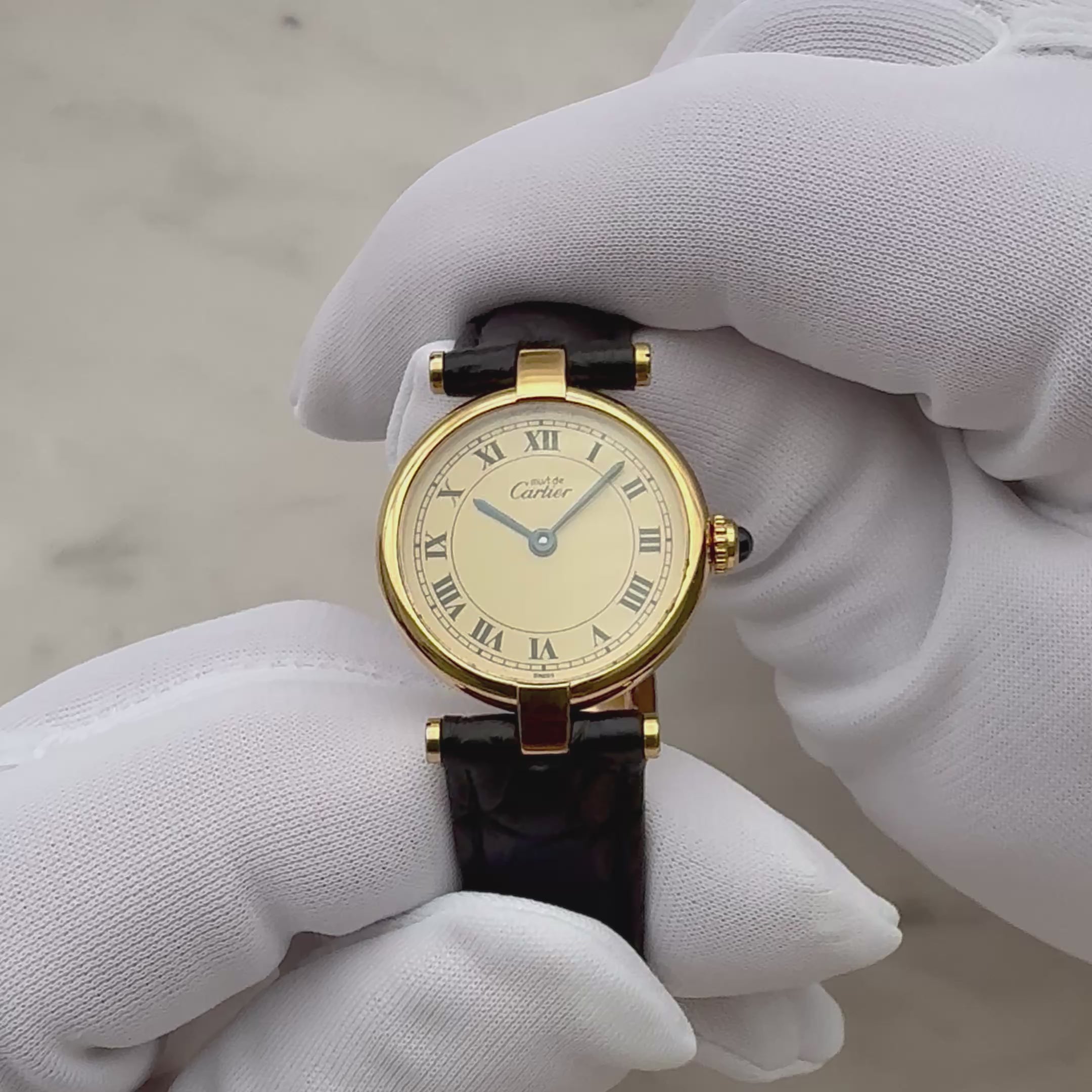 【Cartier】カルティエ マストヴァンドームSM アイボリーローマ文字盤 純正Dバックル付き