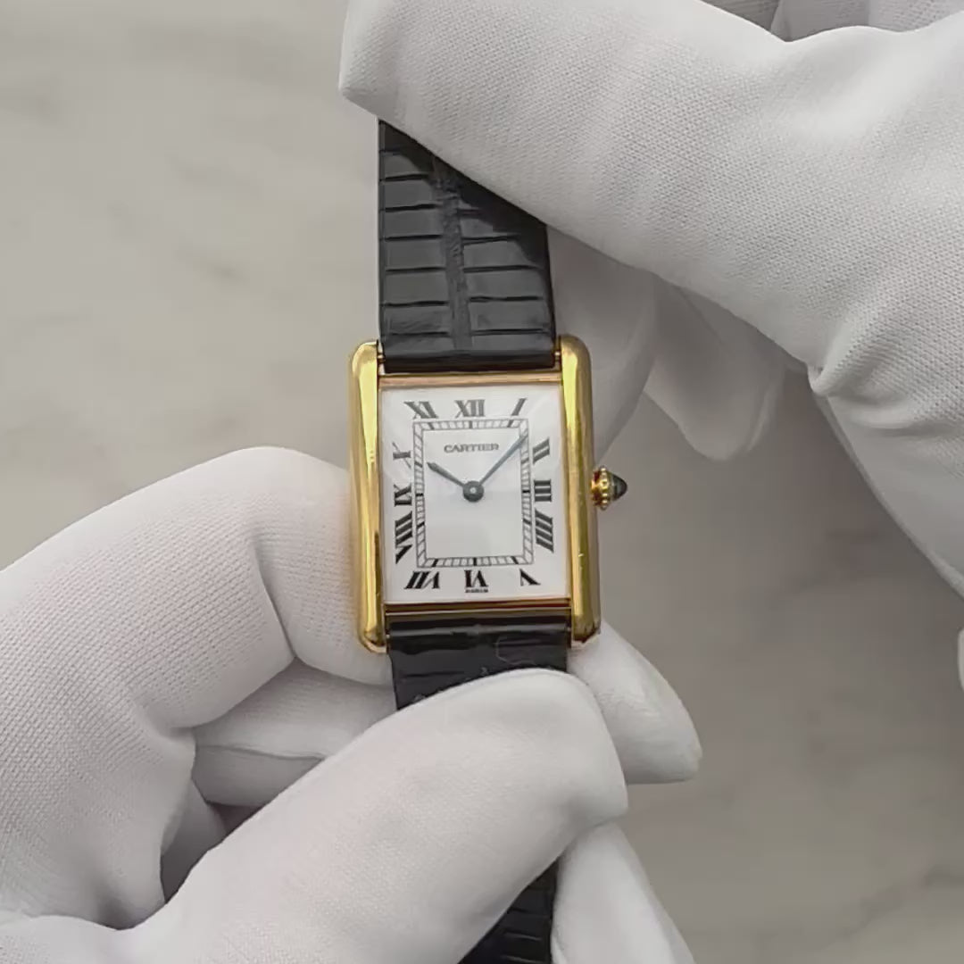 【Cartier】カルティエ タンクルイカルティエLM 18KYG PARIS表記 純正18KYG尾錠付き