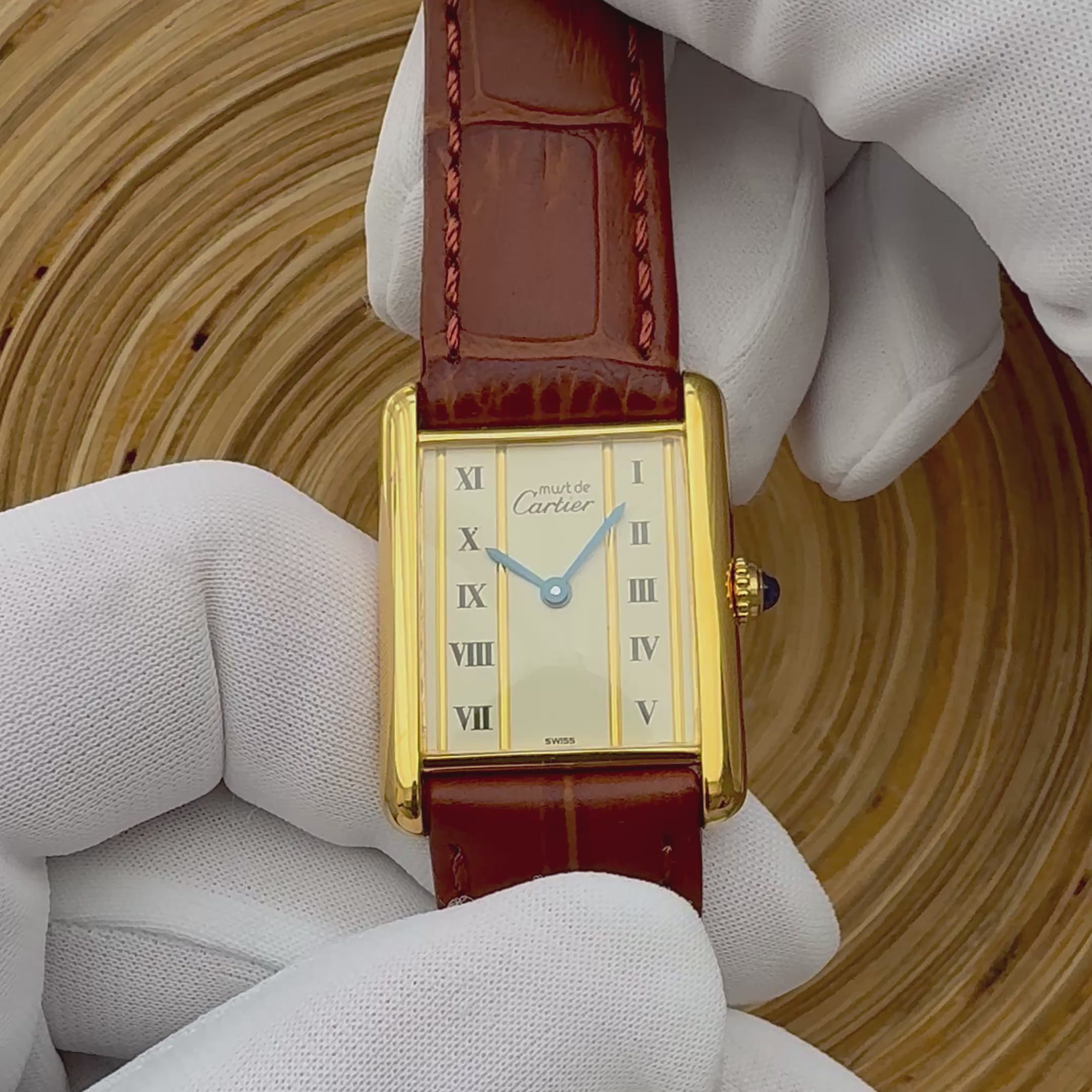 【Cartier】カルティエ マストタンクLM 縦ローマ 純正尾錠付き