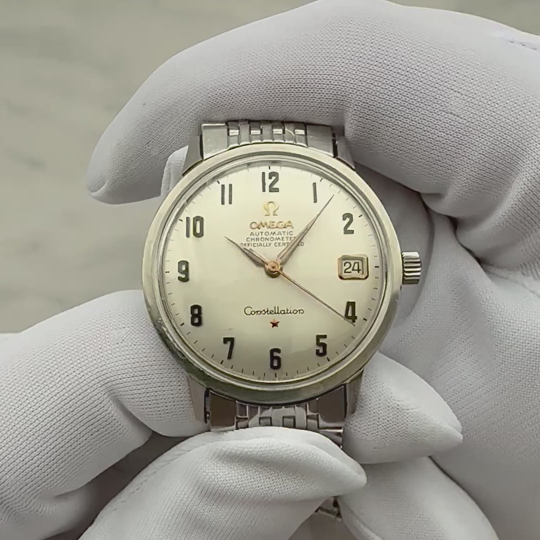 【OMEGA】オメガ コンステレーションデイト SS アップライトアラビア ピンクゴールドインデクス