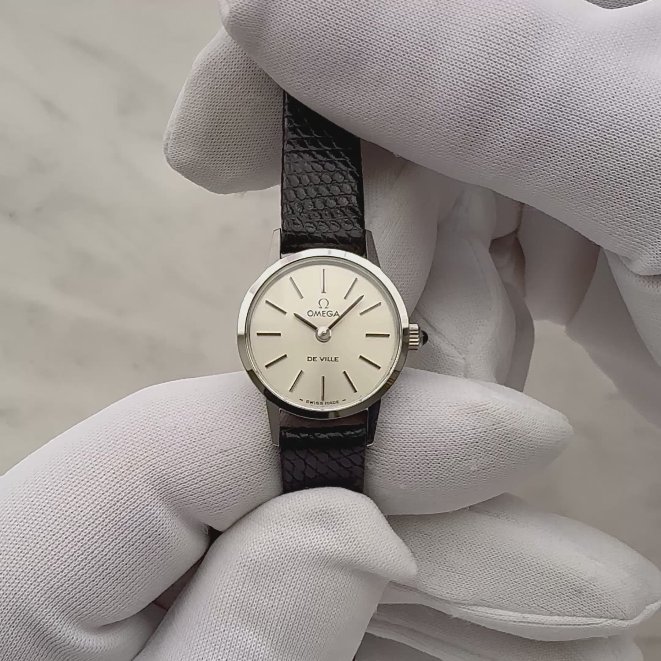 【OMEGA】オメガ デヴィル SS ミニラウンド Silver デッドストック 純正尾錠付き