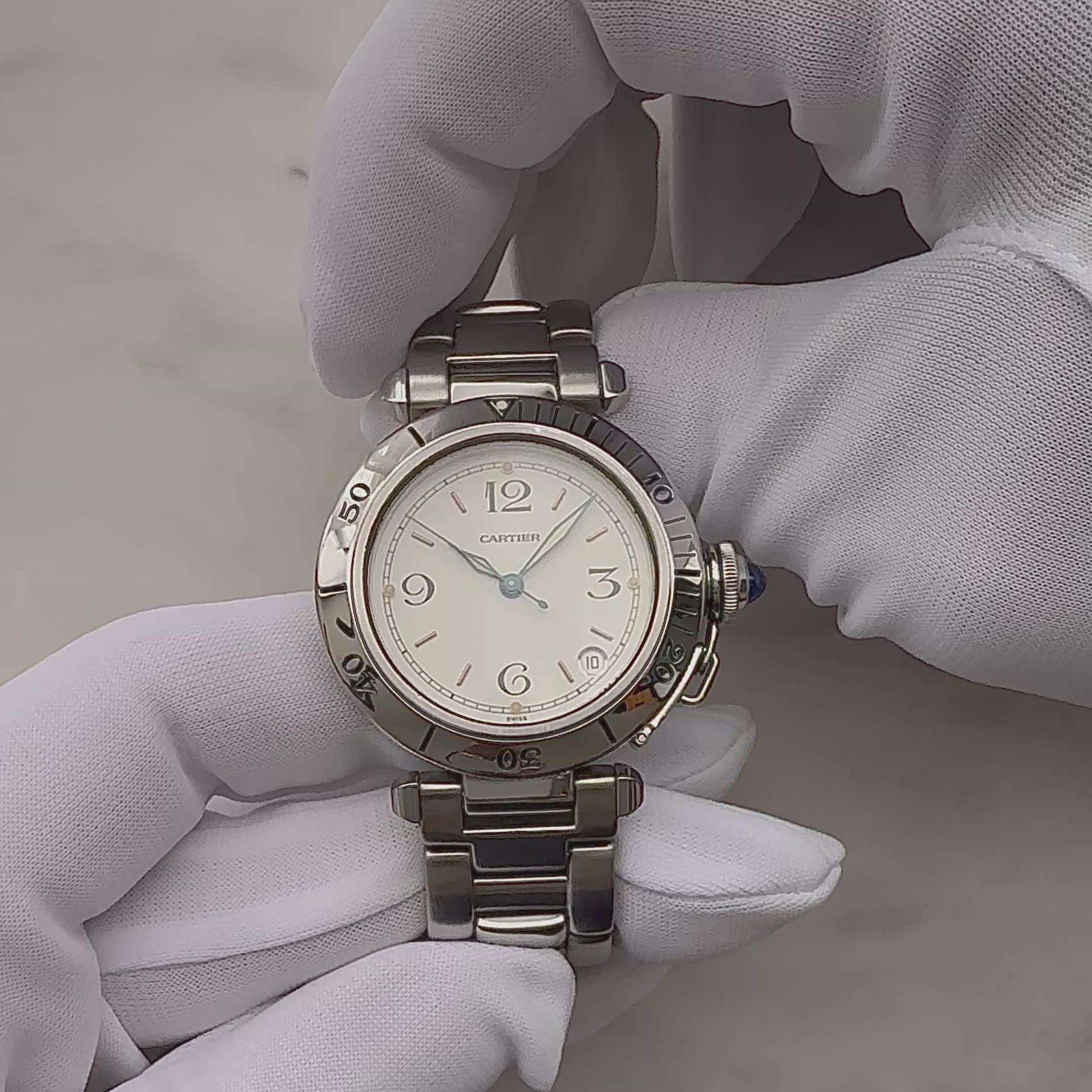 [Cartier] Cartier Pasha C35 Pronger White 12/3/6/9