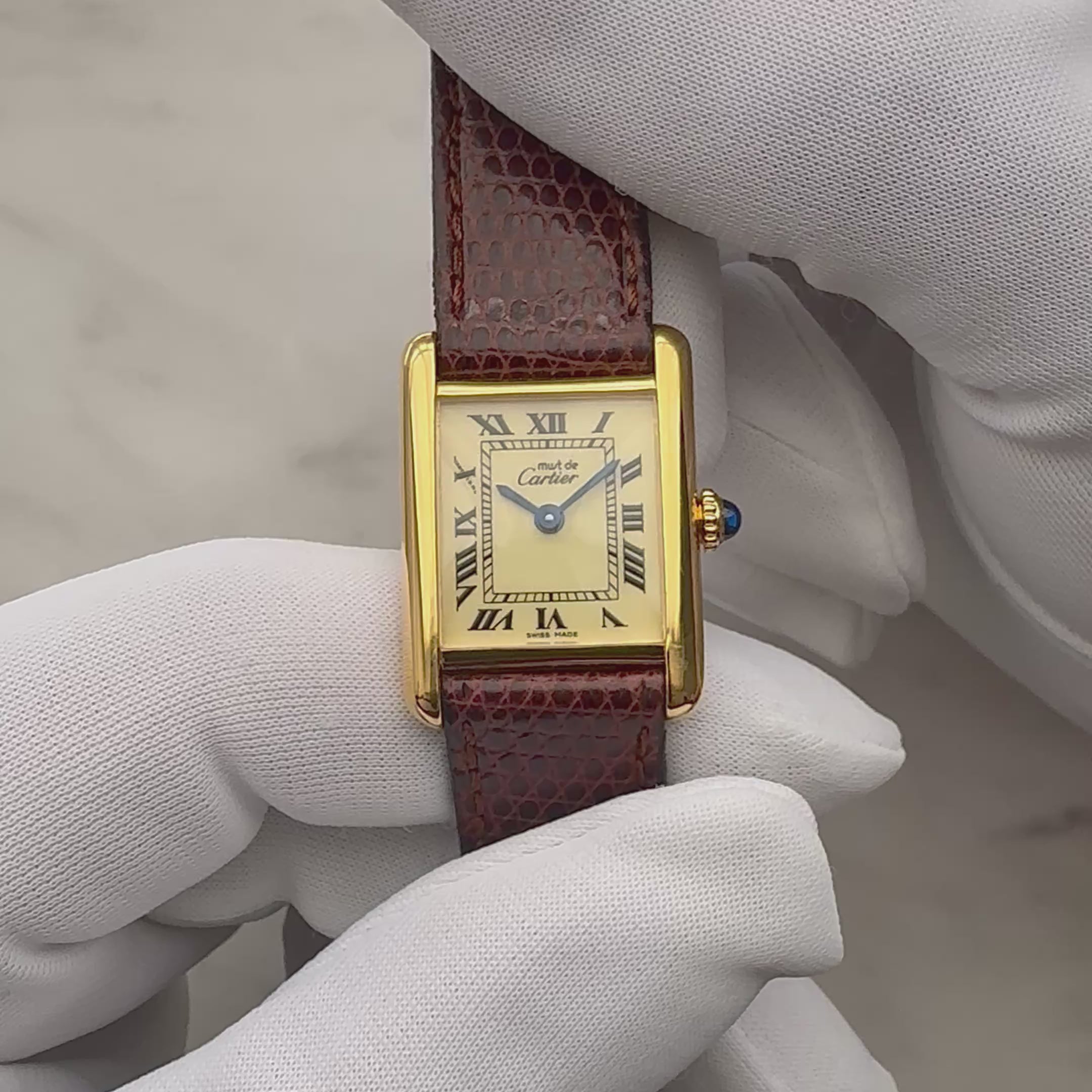 [Cartier] Cartier Must Tank SM, Ivory Roman, Manual Winding, with Permanent Guarantee, Cartier Complete Service Performed