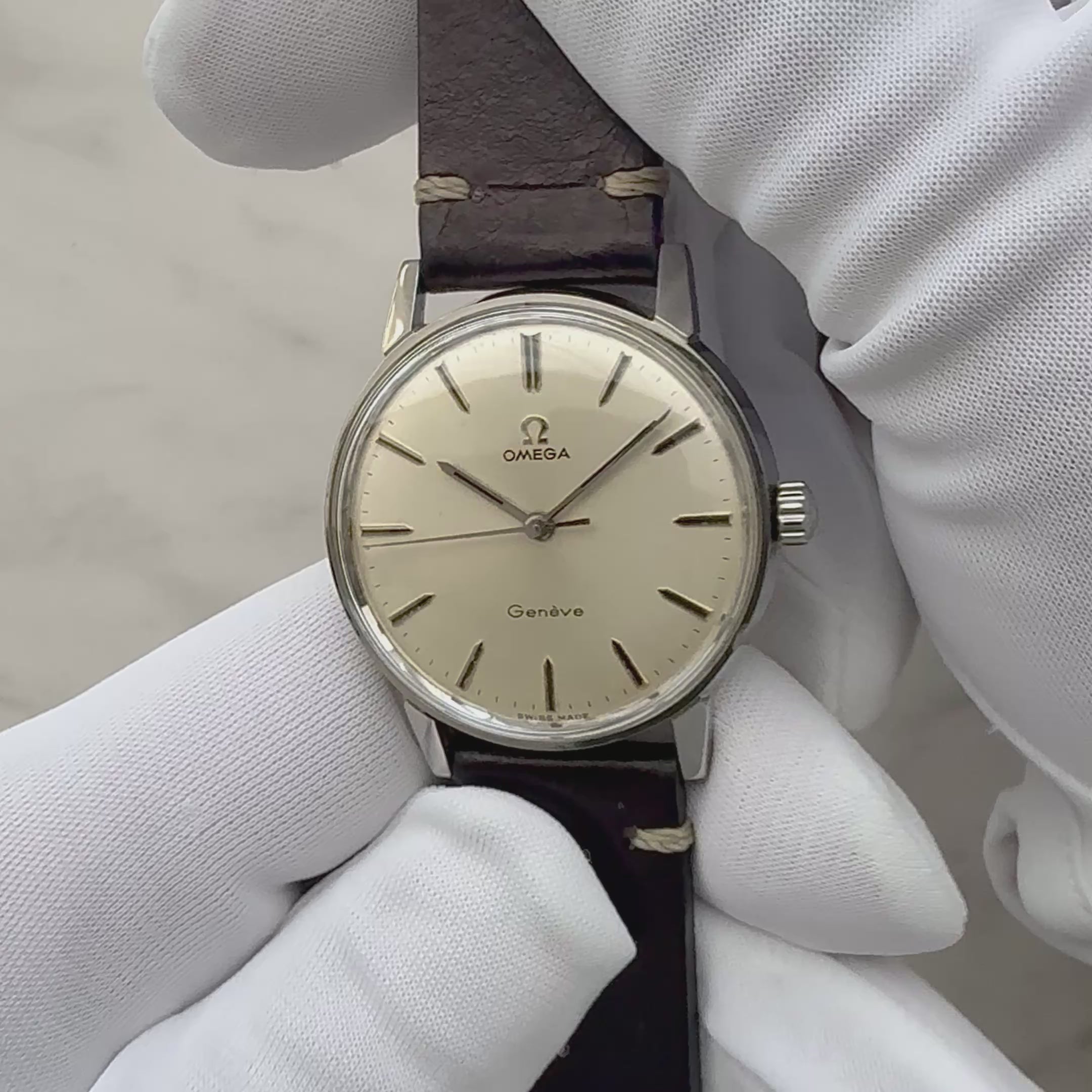 [Omega] 歐米茄日內瓦 SS 圓形銀帶正品扣