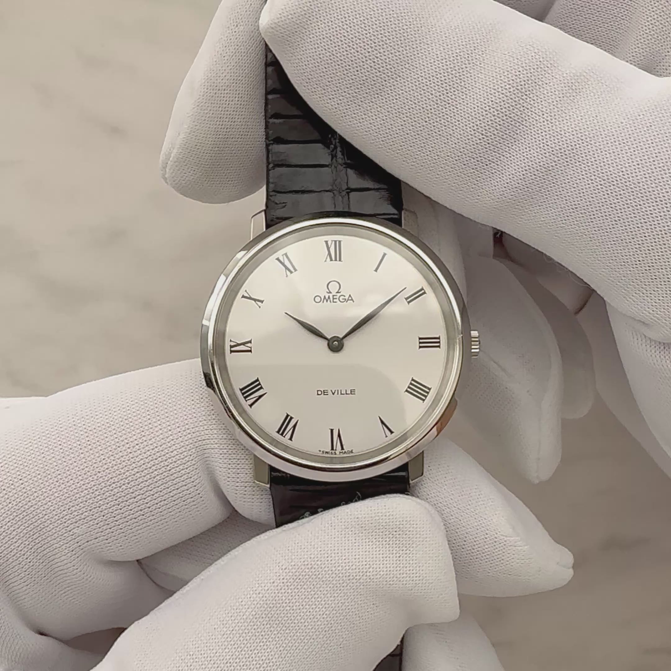 【OMEGA】オメガ デヴィル SS ラウンド White Roman 純正尾錠付き