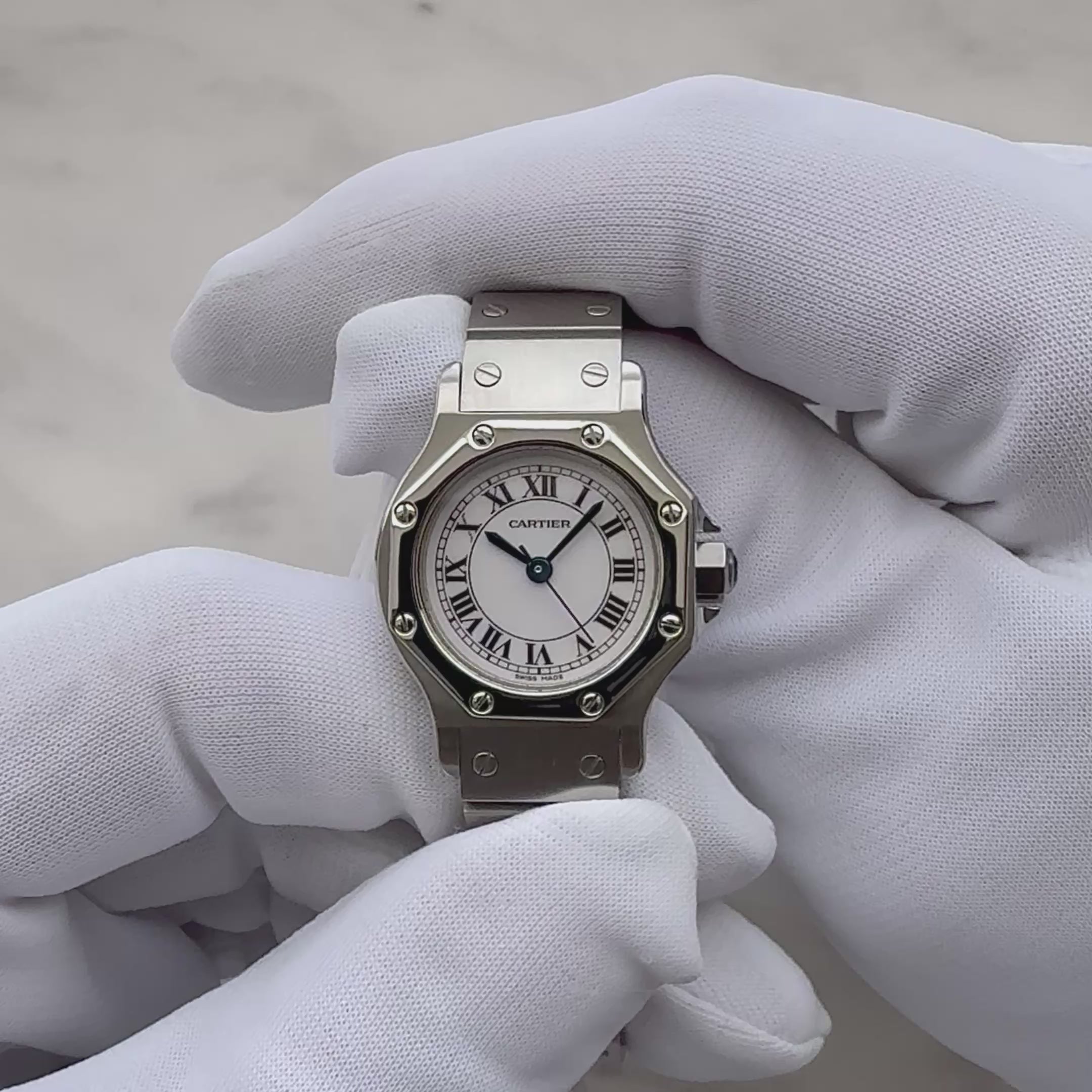 【Cartier】カルティエ サントスオクタゴンSM ステンレス カルティエコンプリートサービス済み