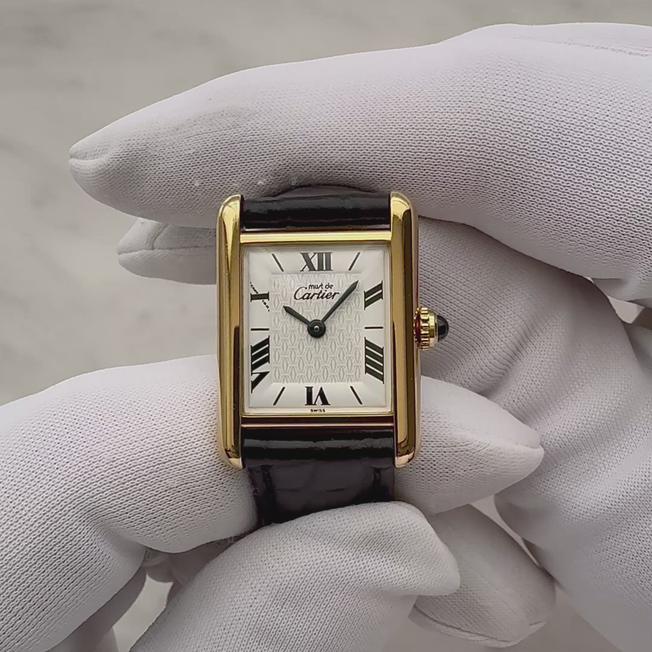 【Cartier】カルティエ マストタンクSM 飛びローマ 純正Dバックル付き 付属品完備