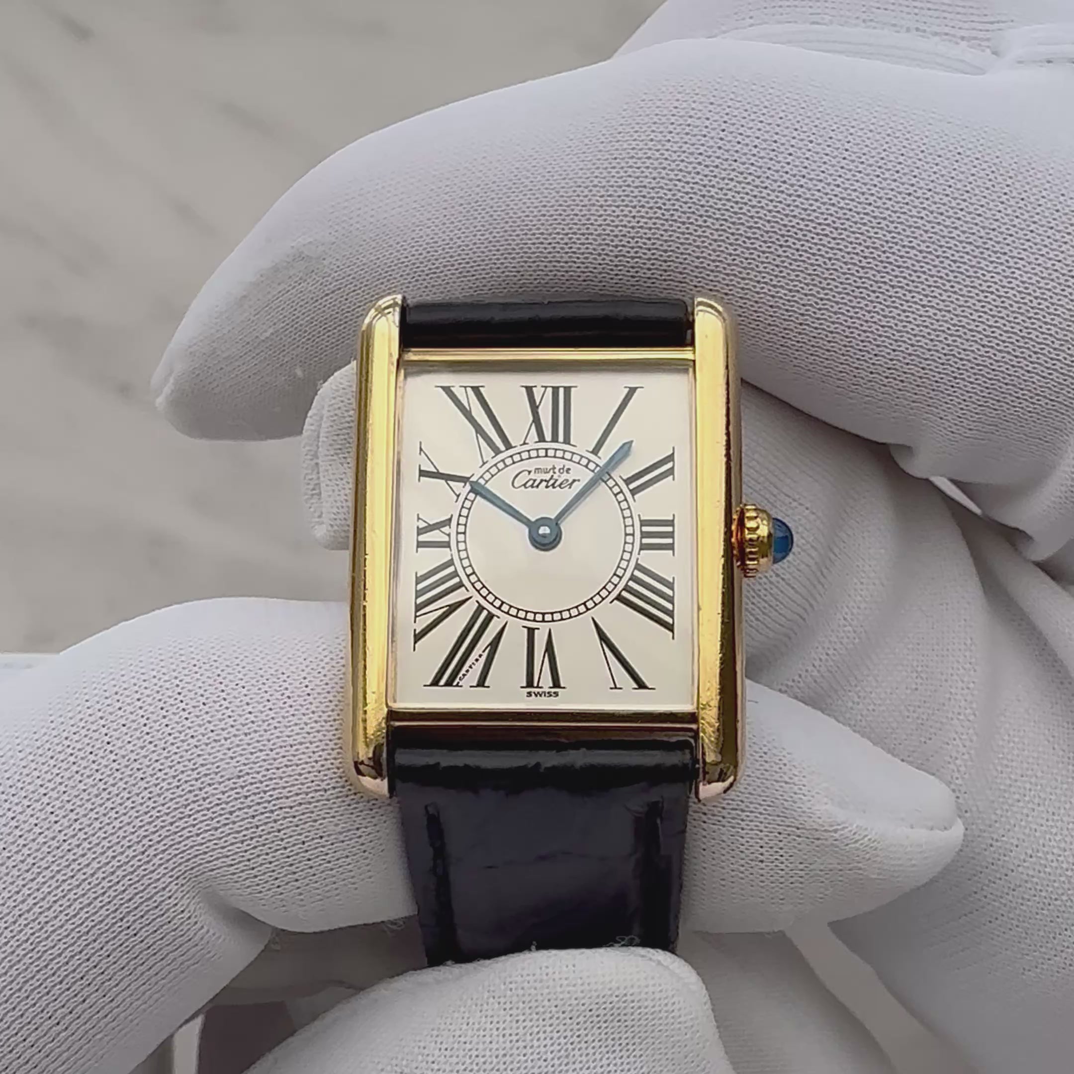 【Cartier】カルティエ マストタンクLM オパラン 純正Dバックル付き