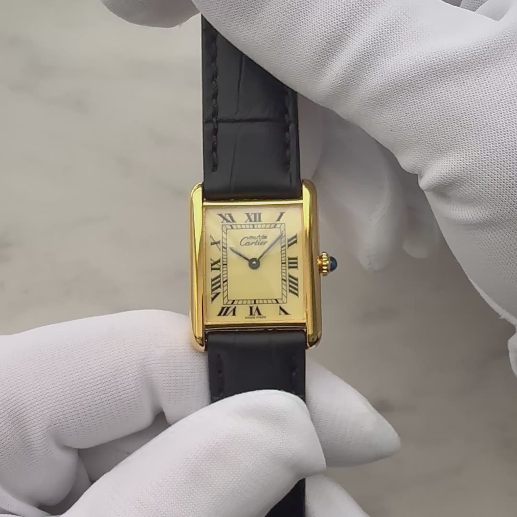 【Cartier】カルティエ マストタンクLM アイボリーローマ 手巻き 永久保証書付き