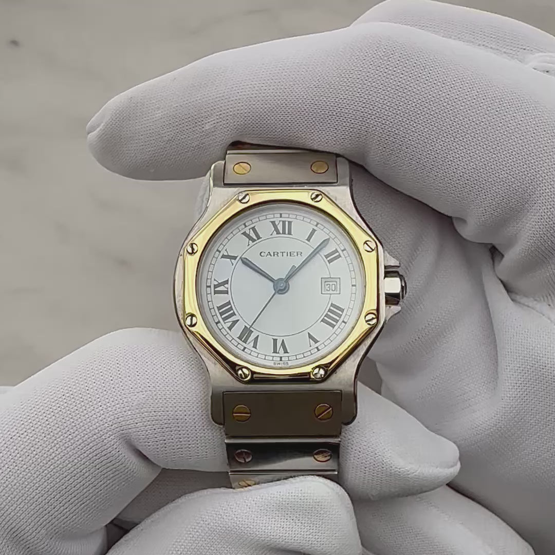 [Cartier] Cartier Santos Octagon LM 18KYG x SS