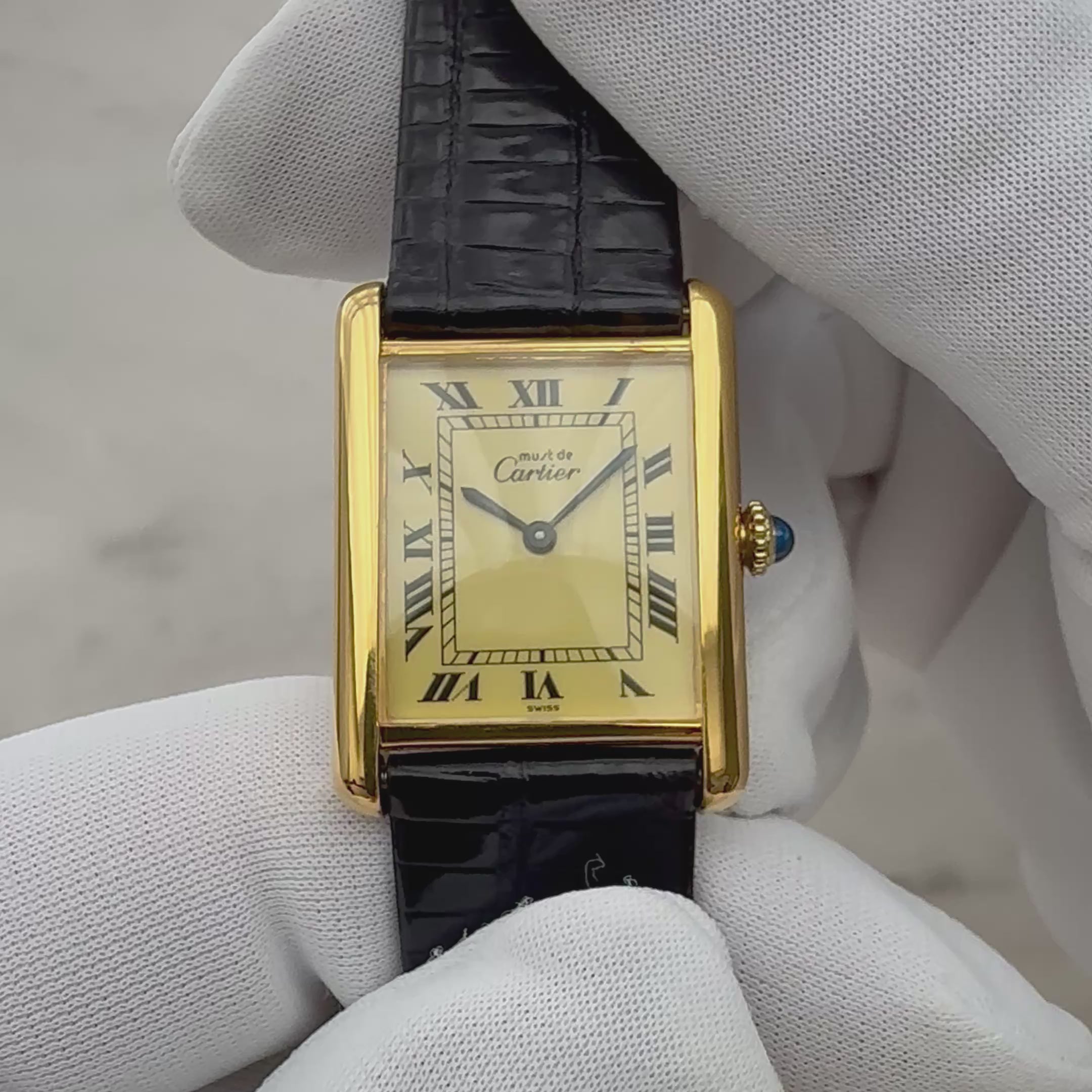 【Cartier】カルティエ マストタンクLM アイボリーローマ 手巻き 純正尾錠付き