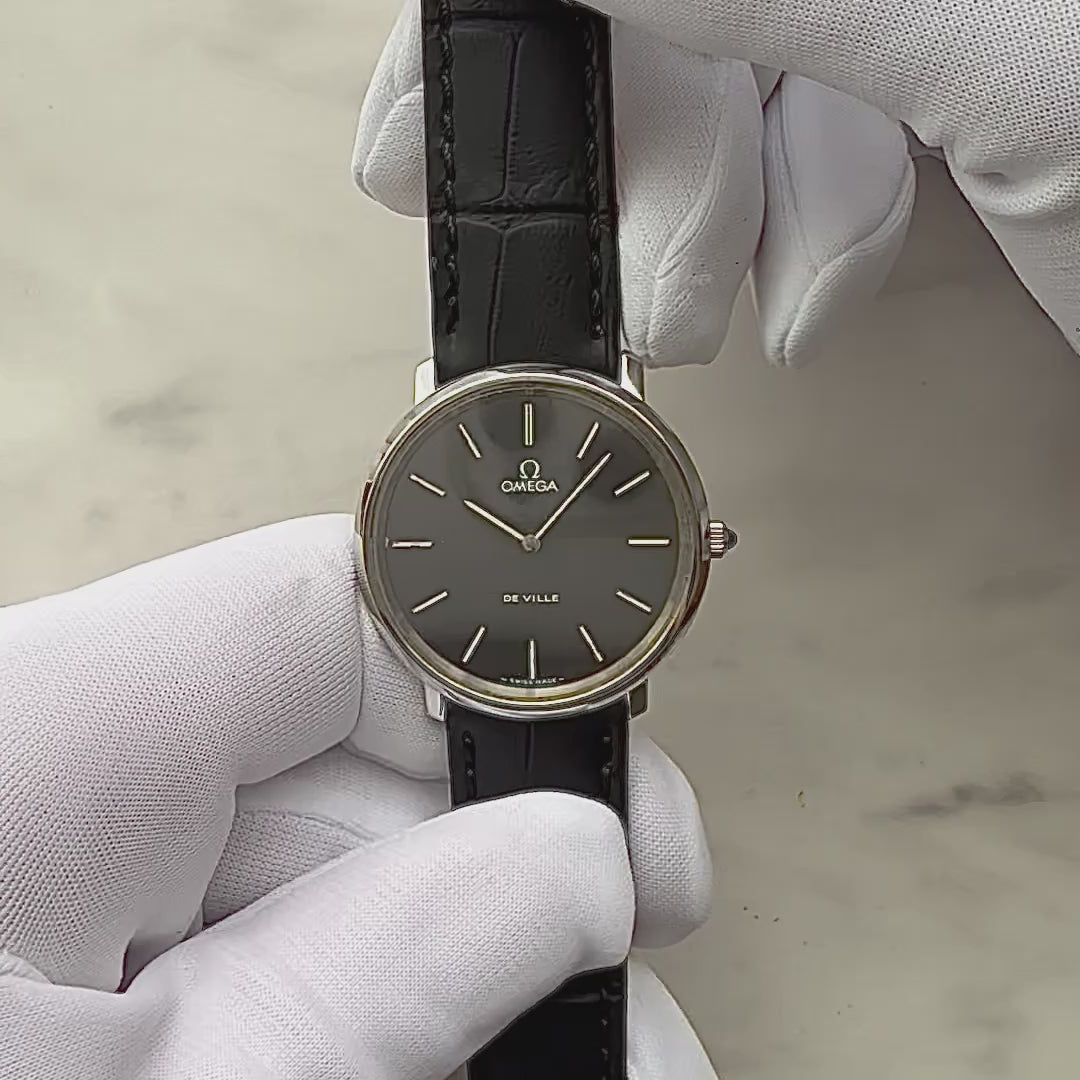 [OMEGA] Omega De Ville SS Round Grey with genuine buckle