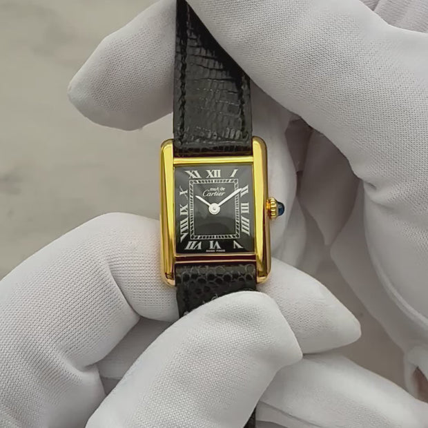 Cartier】カルティエ マストタンク SM ブラックローマ 手巻き 永久