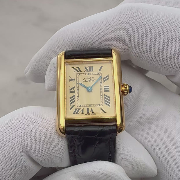 Cartier】カルティエ マストタンクSM 後期型 アイボリーローマ 付属品完備