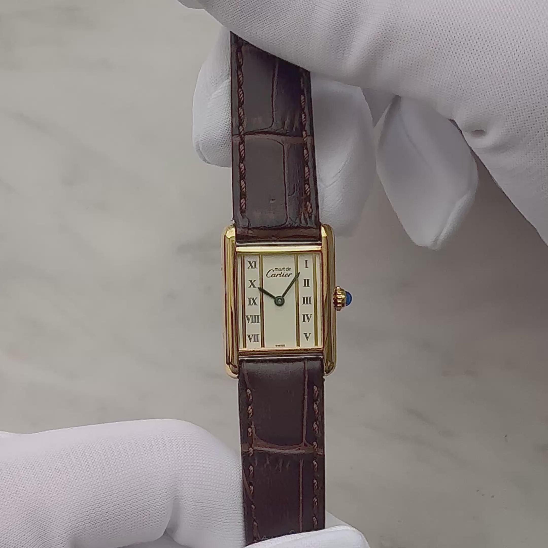 【Cartier】カルティエ マストタンク SM縦ローマ 純正尾錠付き