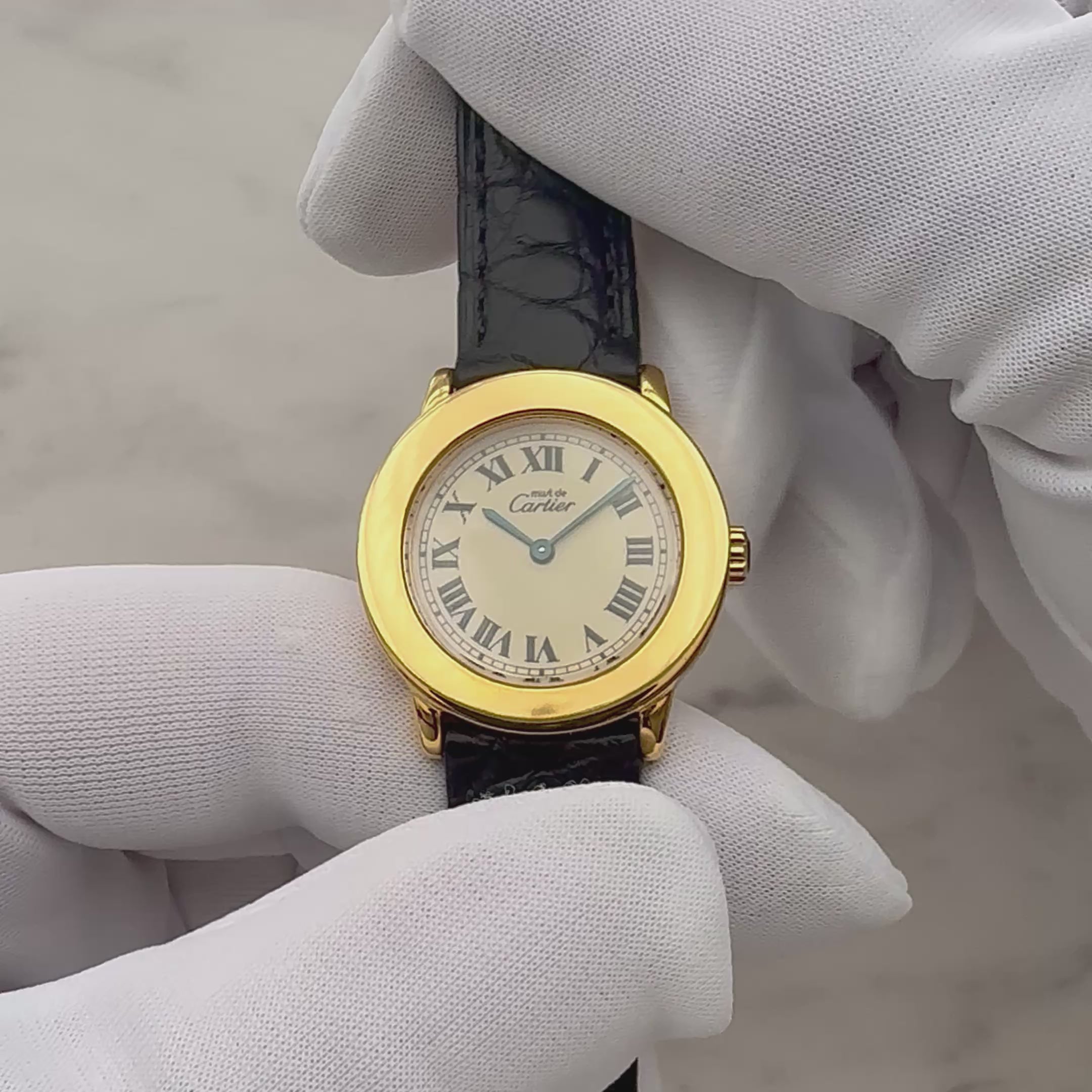 【Cartier】カルティエ マストロンドSM アイボリーローマ 純正尾錠付き