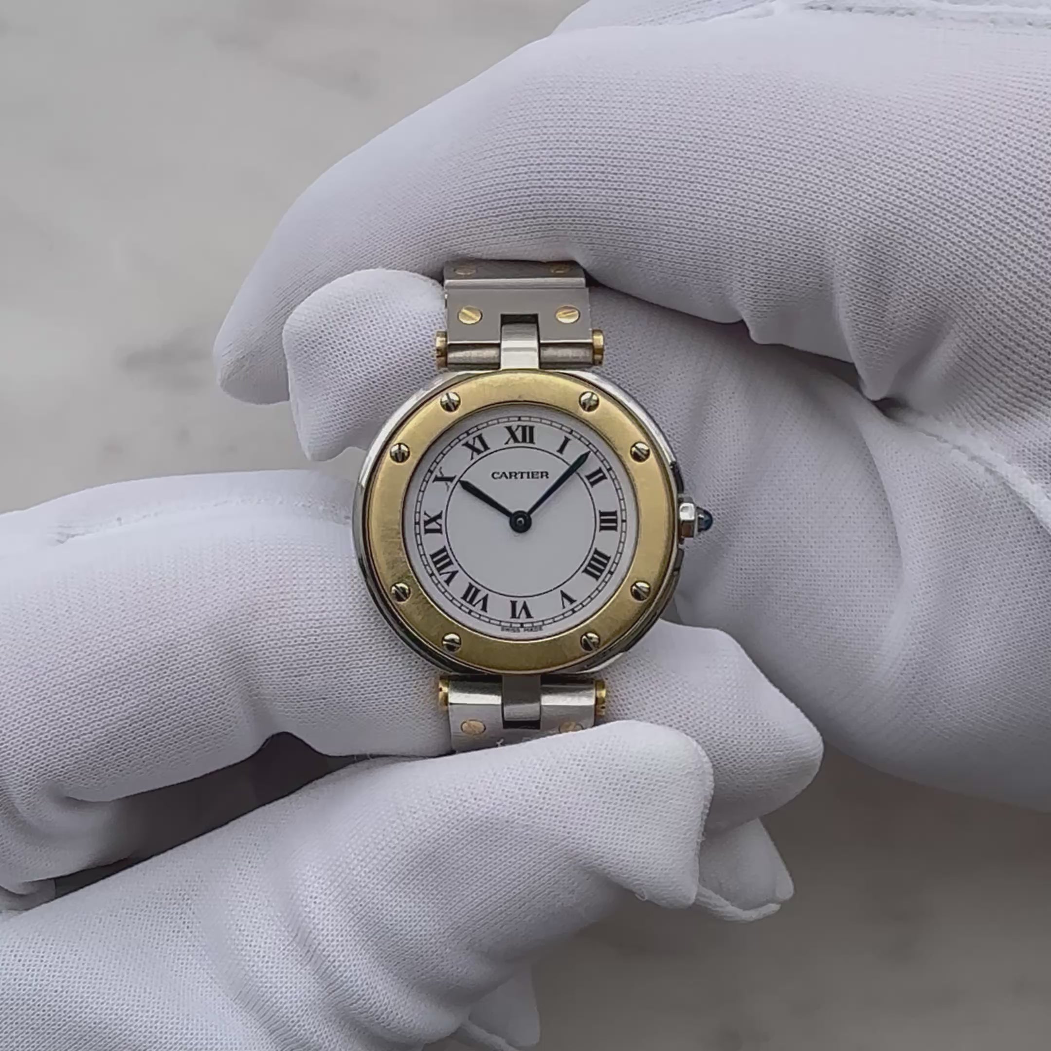 【Cartier】カルティエ サントスヴァンドーム SM 18KYG×SS カルティエコンプリートサービス済み