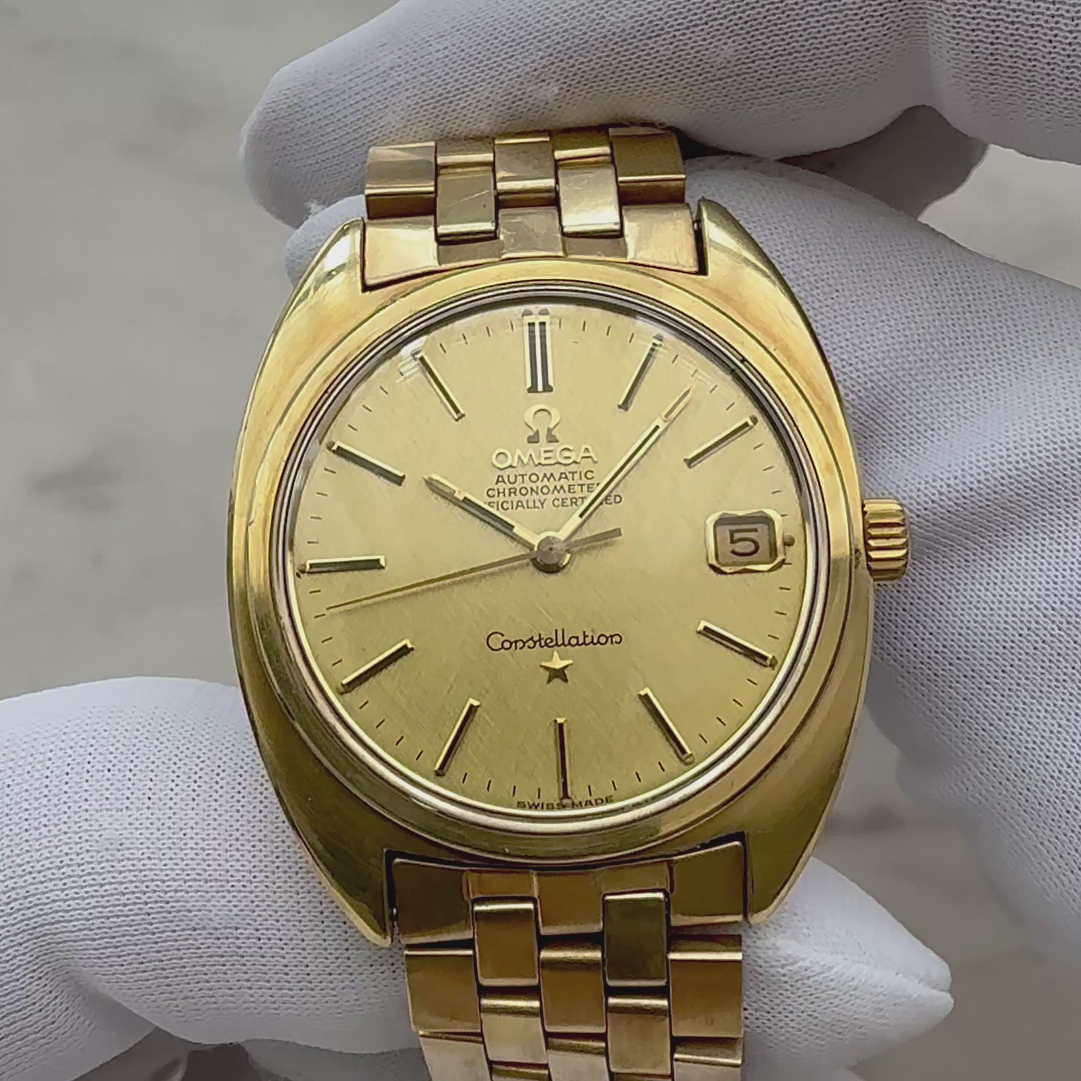 【OMEGA】オメガ コンステレーションデイト Cライン Gold bark dial