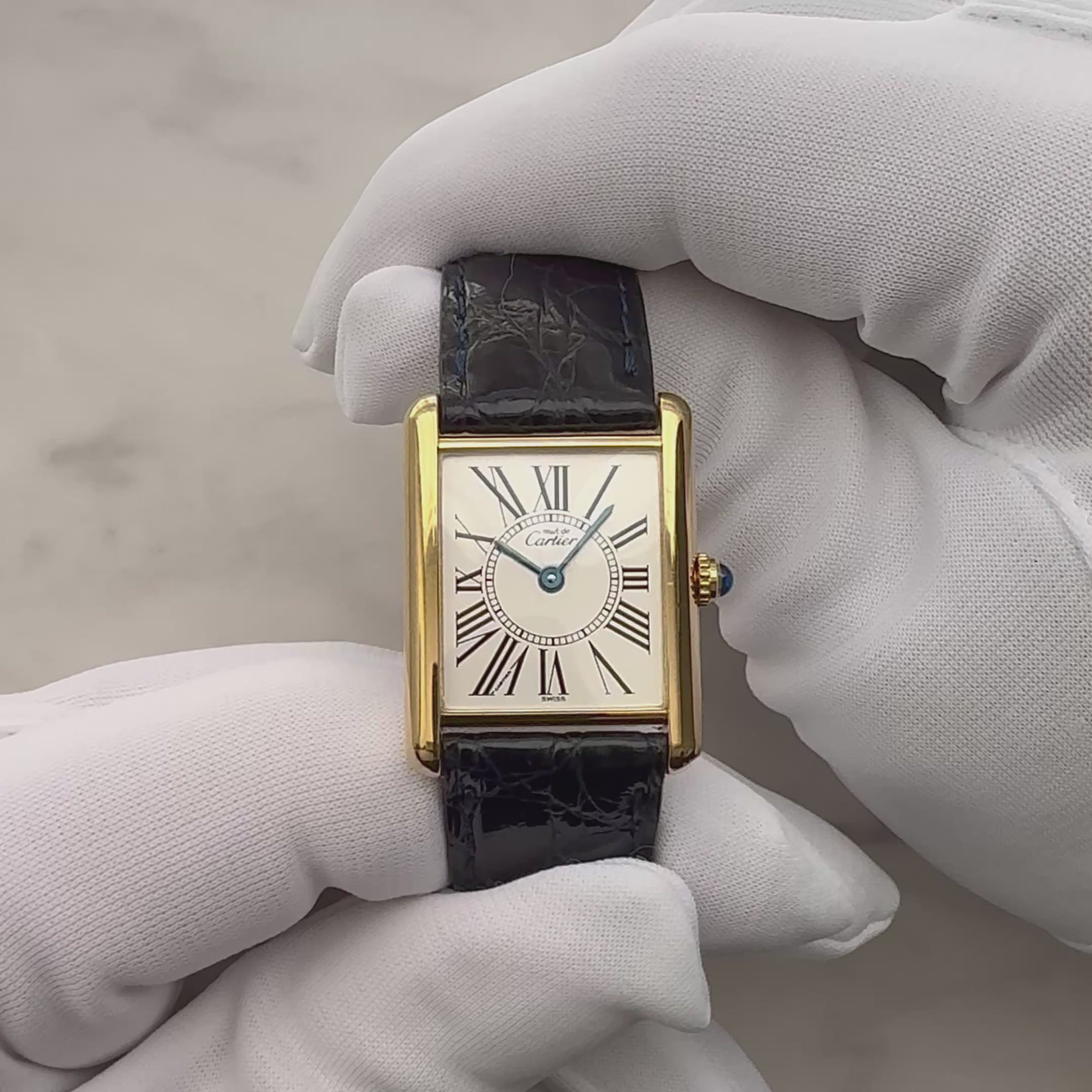 【Cartier】カルティエ マストタンクLM オパラン 純正Dバックル付き 付属品完備