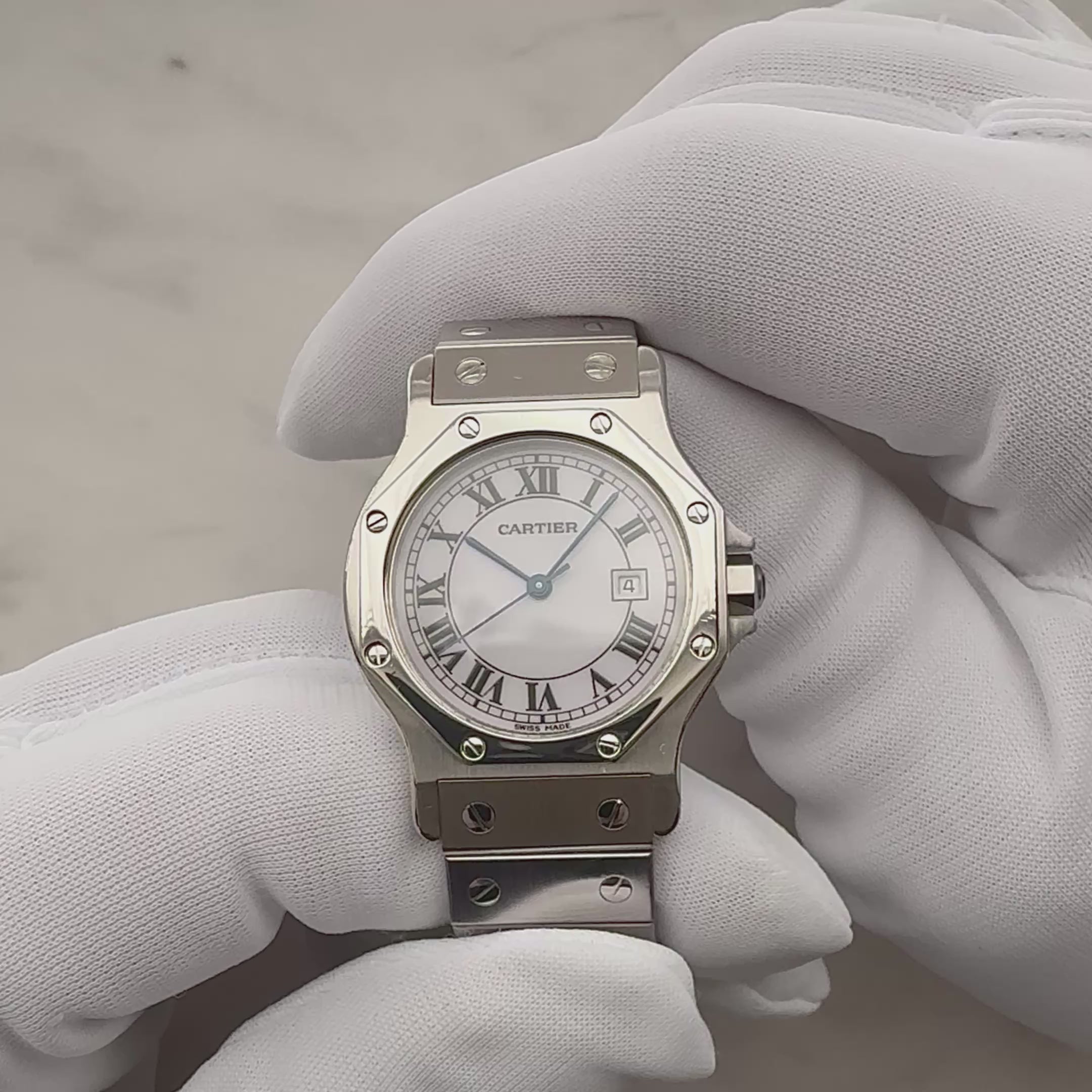 [Cartier] Cartier Santos Octagon LM Stainless Steel Folding Buckle Cartier Complete Service