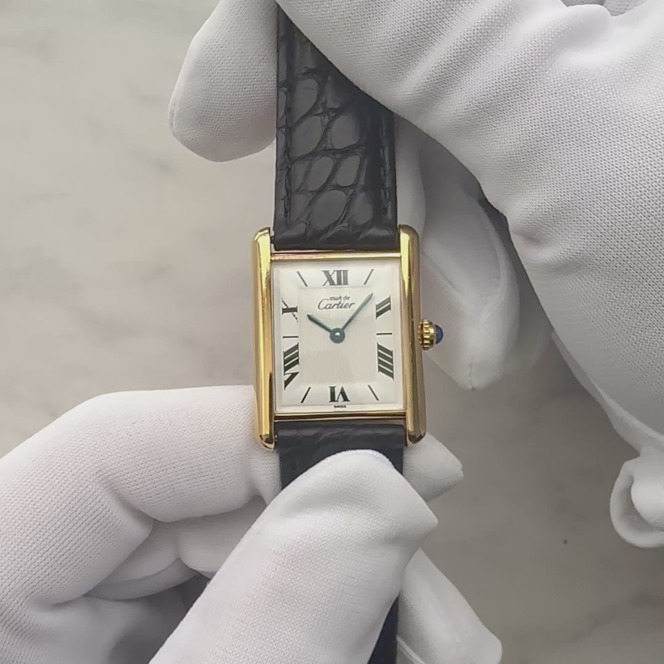 【Cartier】カルティエ マストタンク LM飛びローマ 純正Dバックル付き 付属品完備