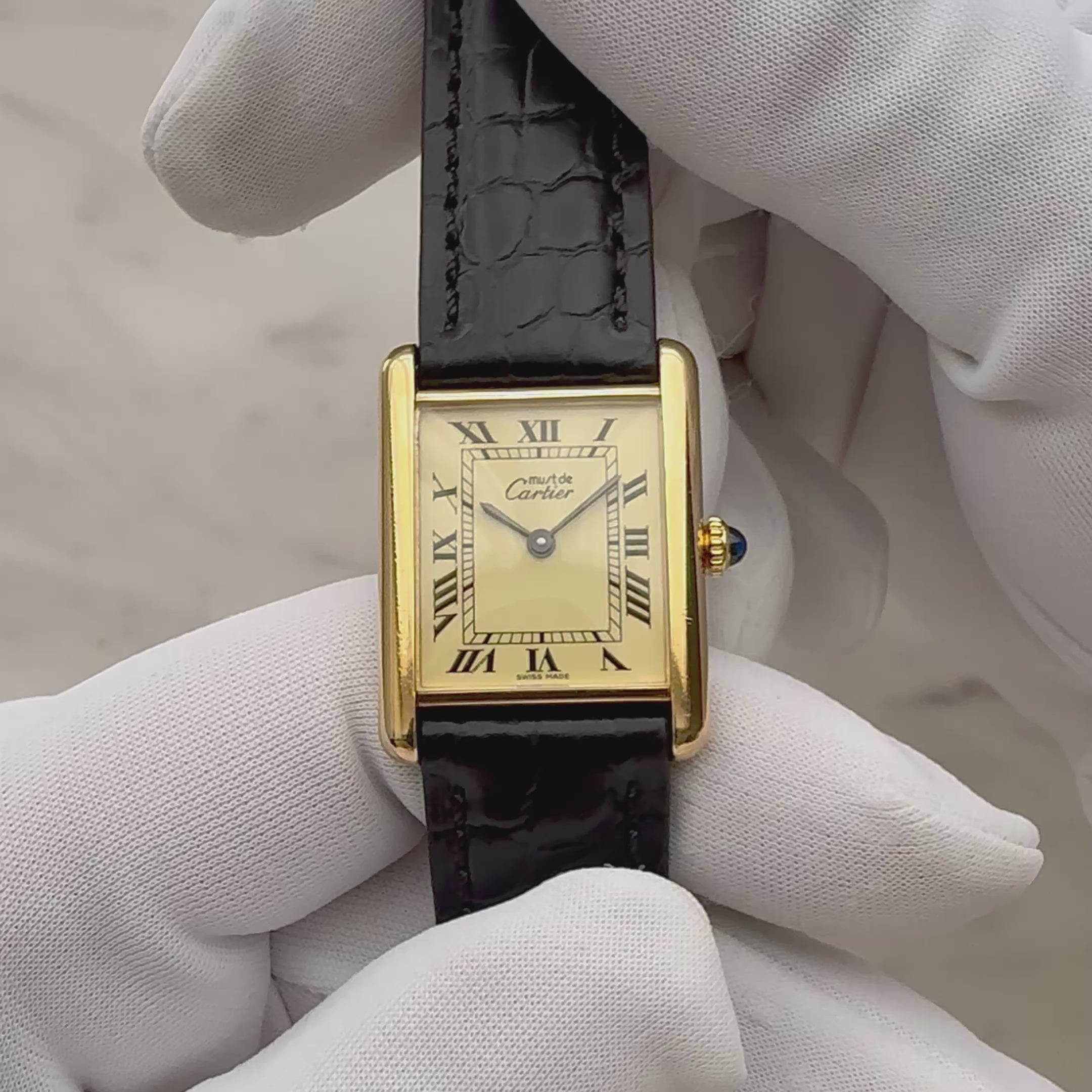 [Cartier] Cartier Must Tank LM Ivory Roman Dial, Manual Winding, with Lifetime Warranty, Serviced by Cartier (Complete Service)