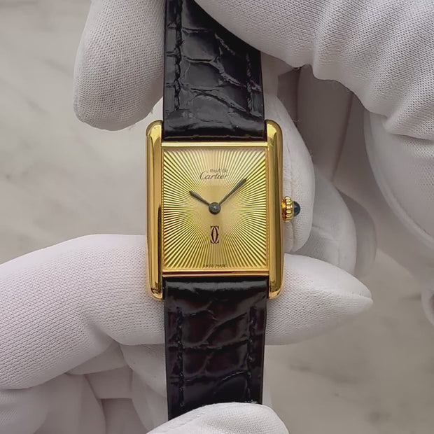Cartier】カルティエ マストタンクLM サンバースト 手巻き 永久保証書付き