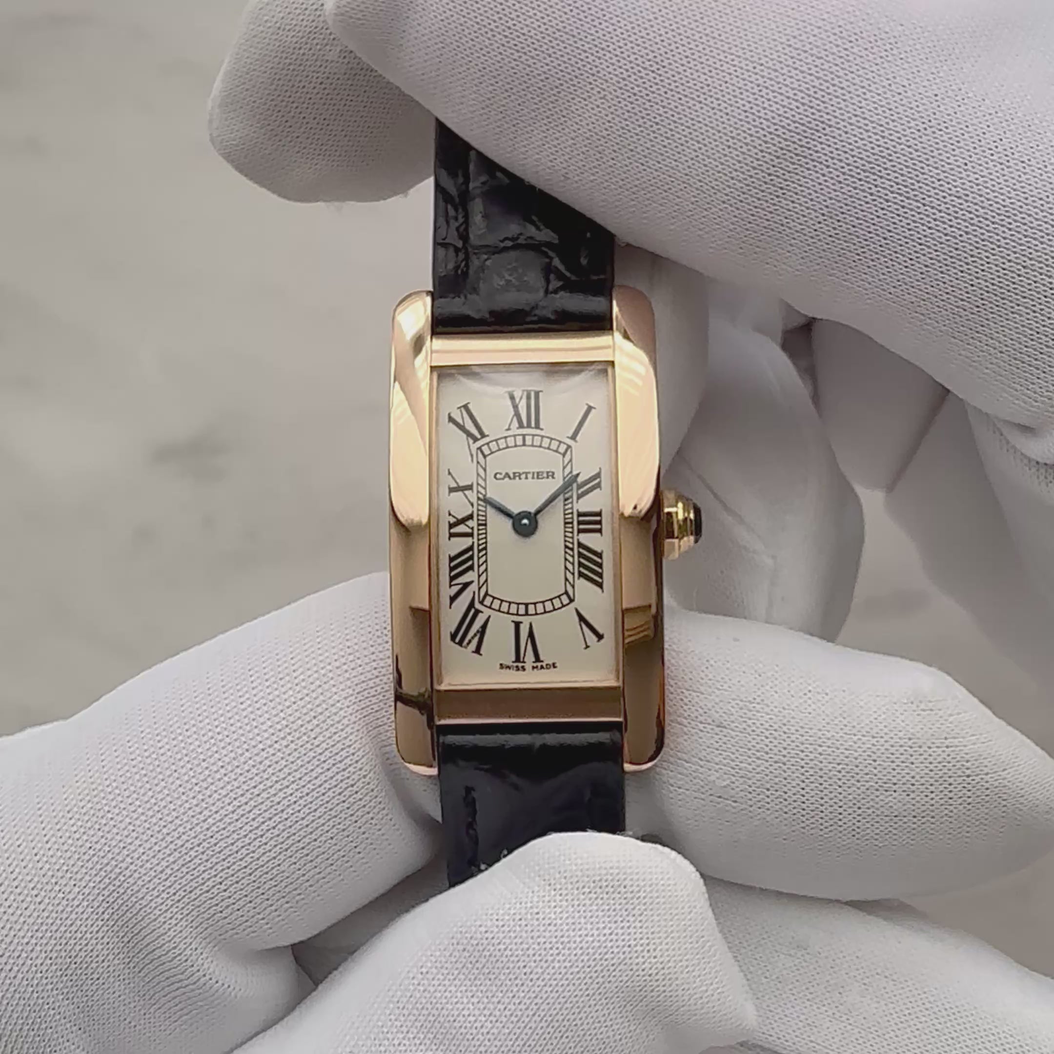 【Cartier】カルティエ タンクアメリカンSM 18KPG 付属品完備 カルティエコンプリートサービス済み