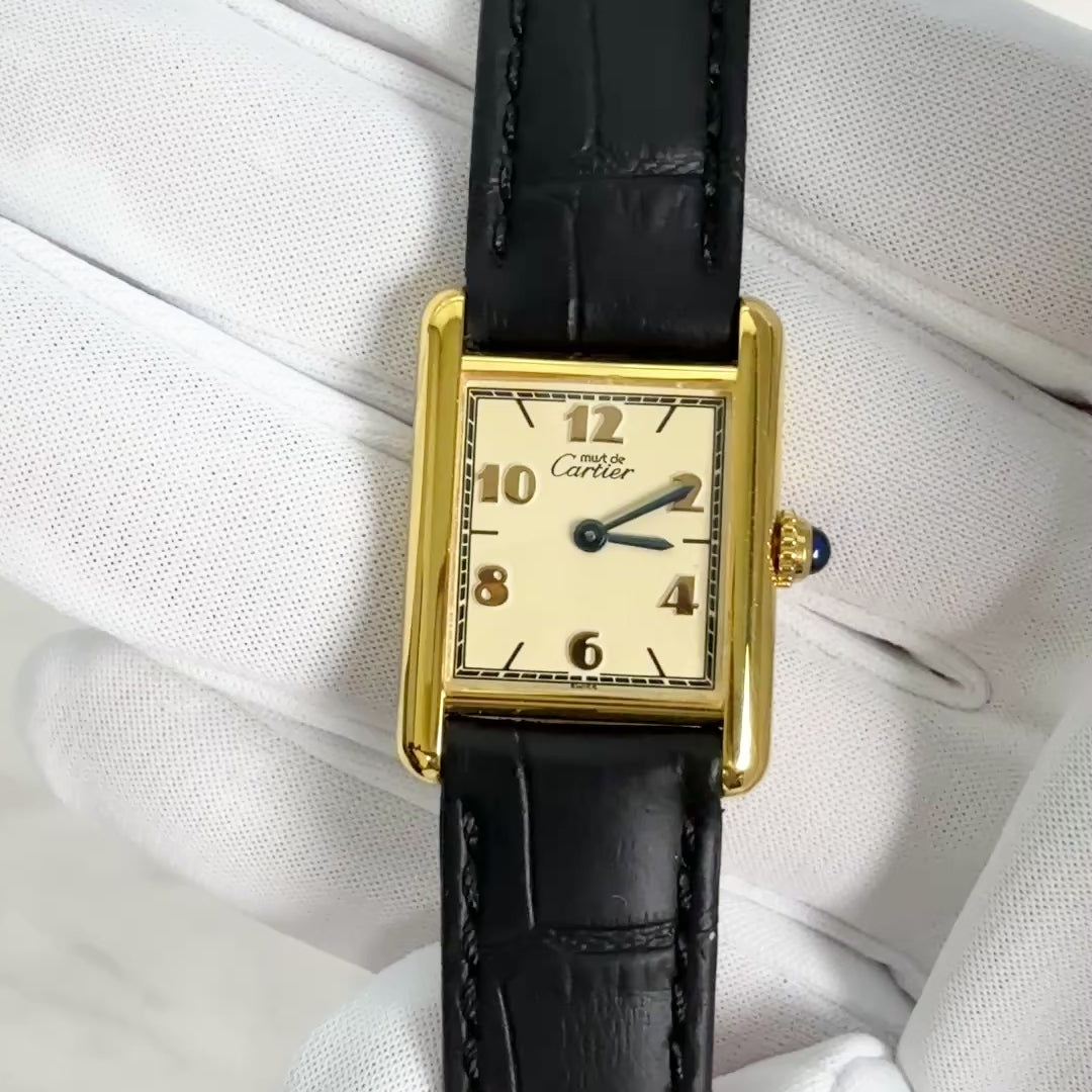 [Cartier] Cartier Must Tank SM Flying Arabic with genuine buckle