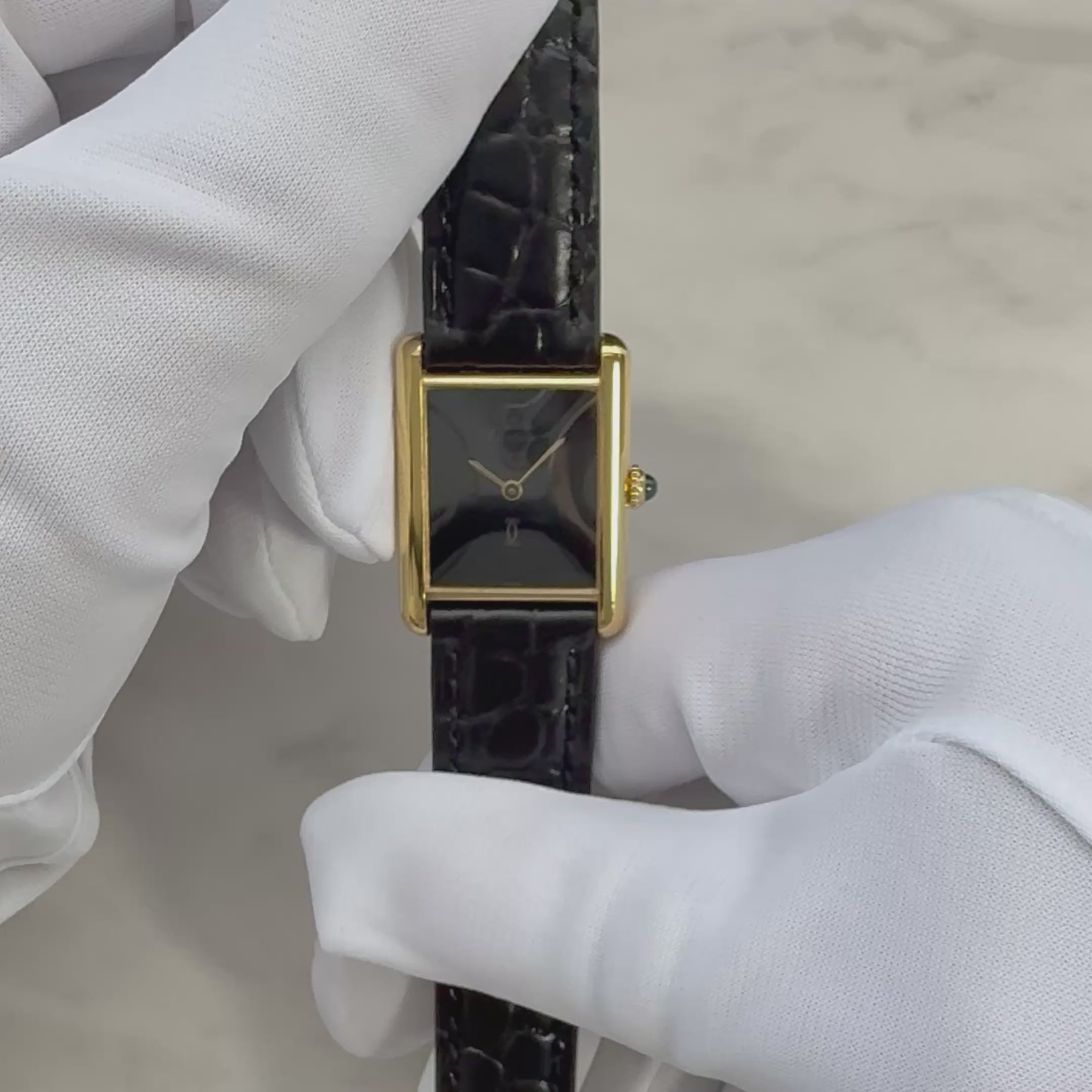 【Cartier】カルティエ マストタンク LM手巻きオニキス 永久保証書付き オリジナルダイヤル
