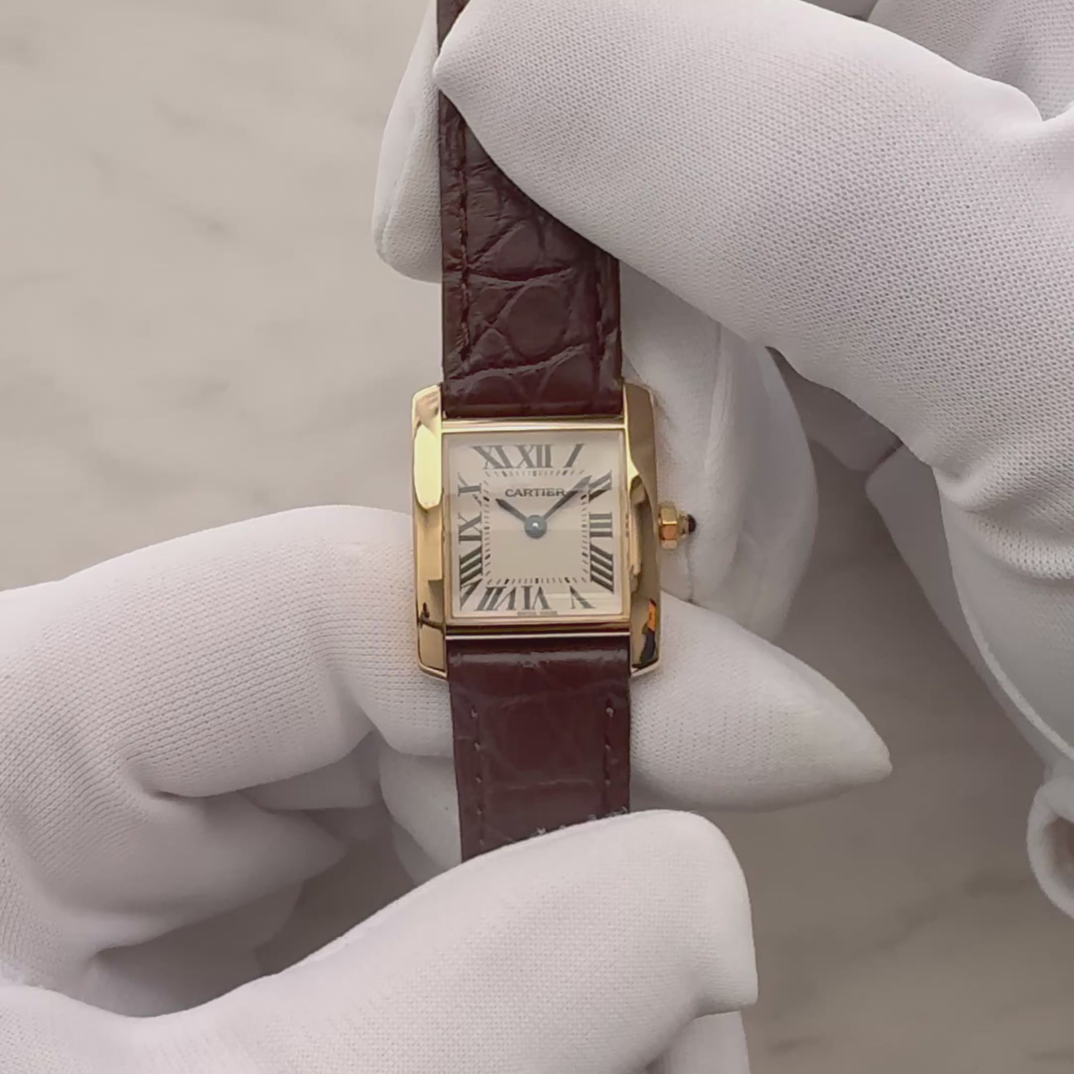 【Cartier】カルティエ タンクフランセーズ SM 18KYG 付属品完備 カルティエコンプリートサービス済み