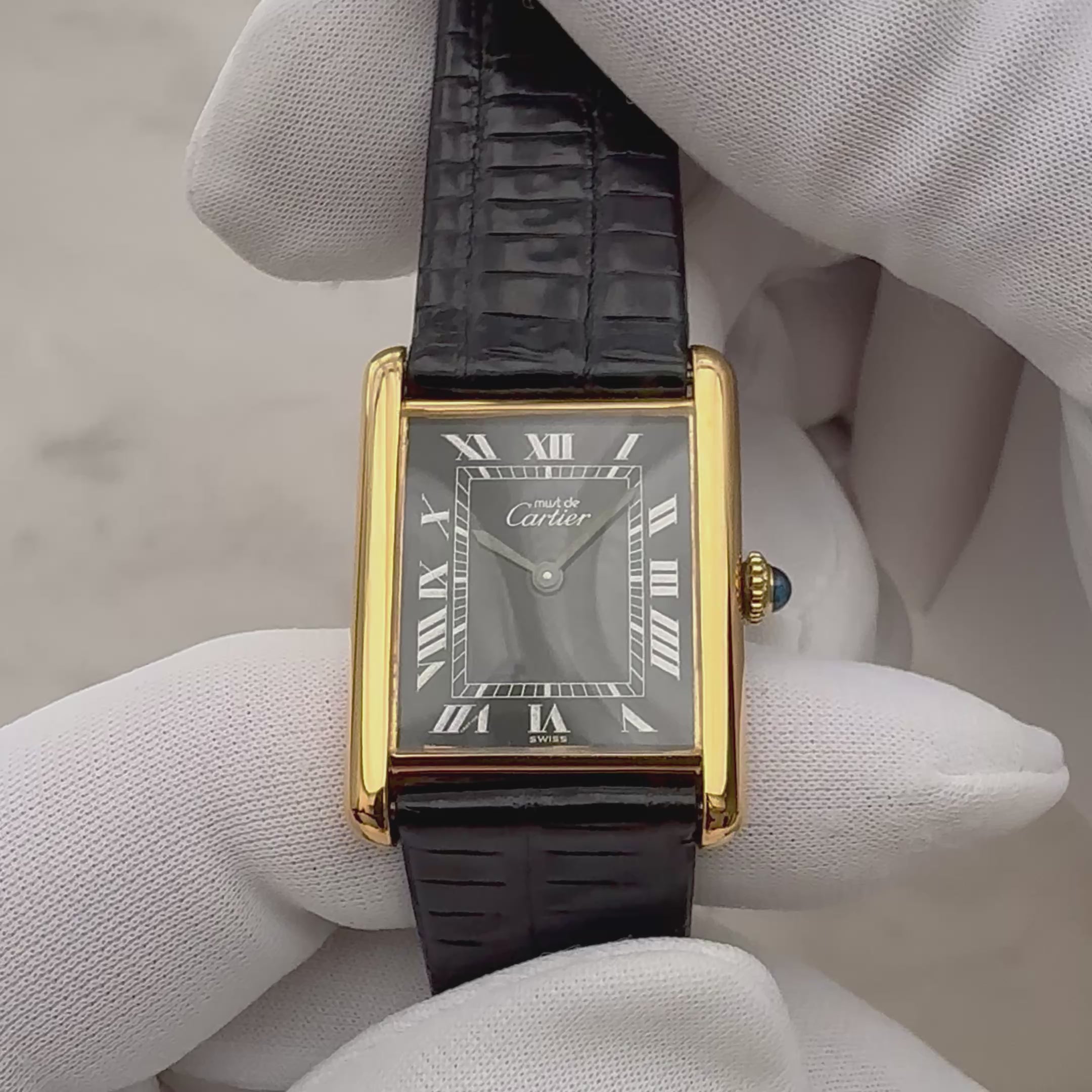 【Cartier】カルティエ マストタンクLM ブラックローマ 手巻き 純正尾錠付き