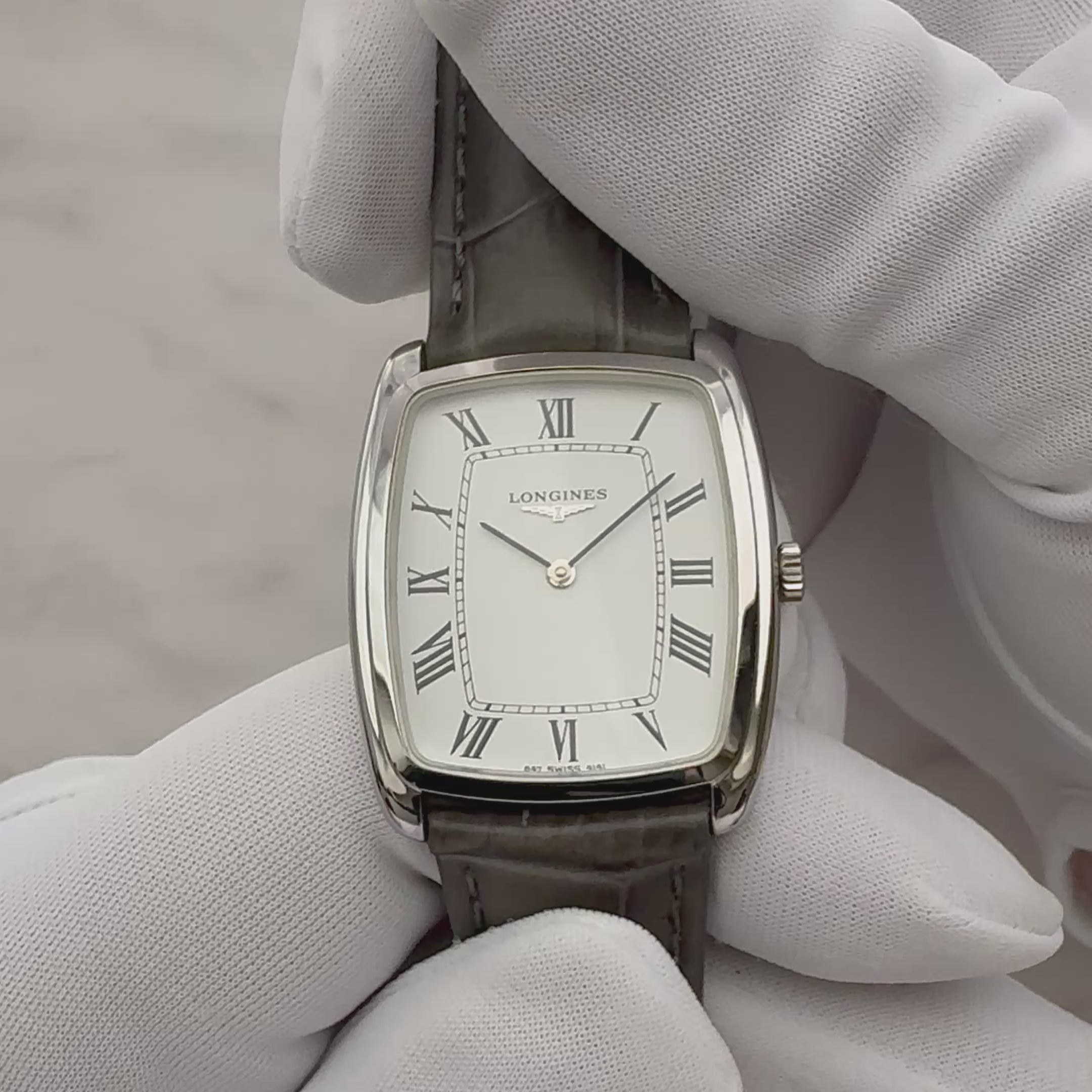 【LONGINES】ロンジン トノーモデル SS ホワイトローマ 847.4141 純正尾錠付き