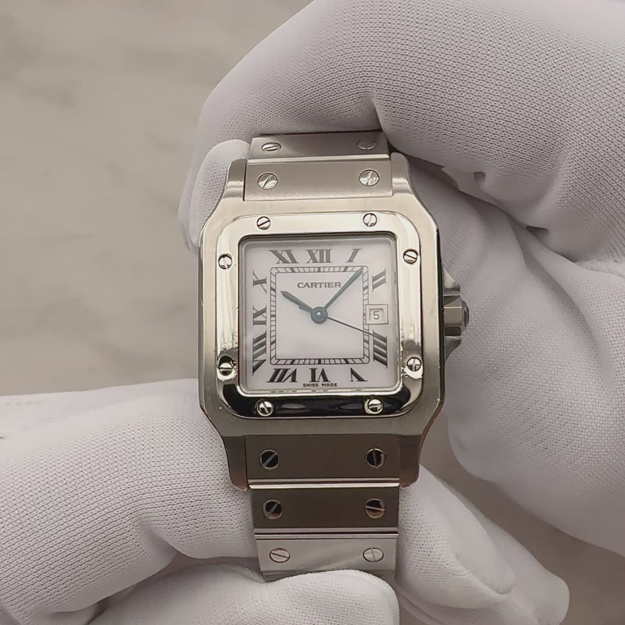 【Cartier】カルティエ サントスガルベLM ステンレス 付属品付き カルティエコンプリートサービス済み