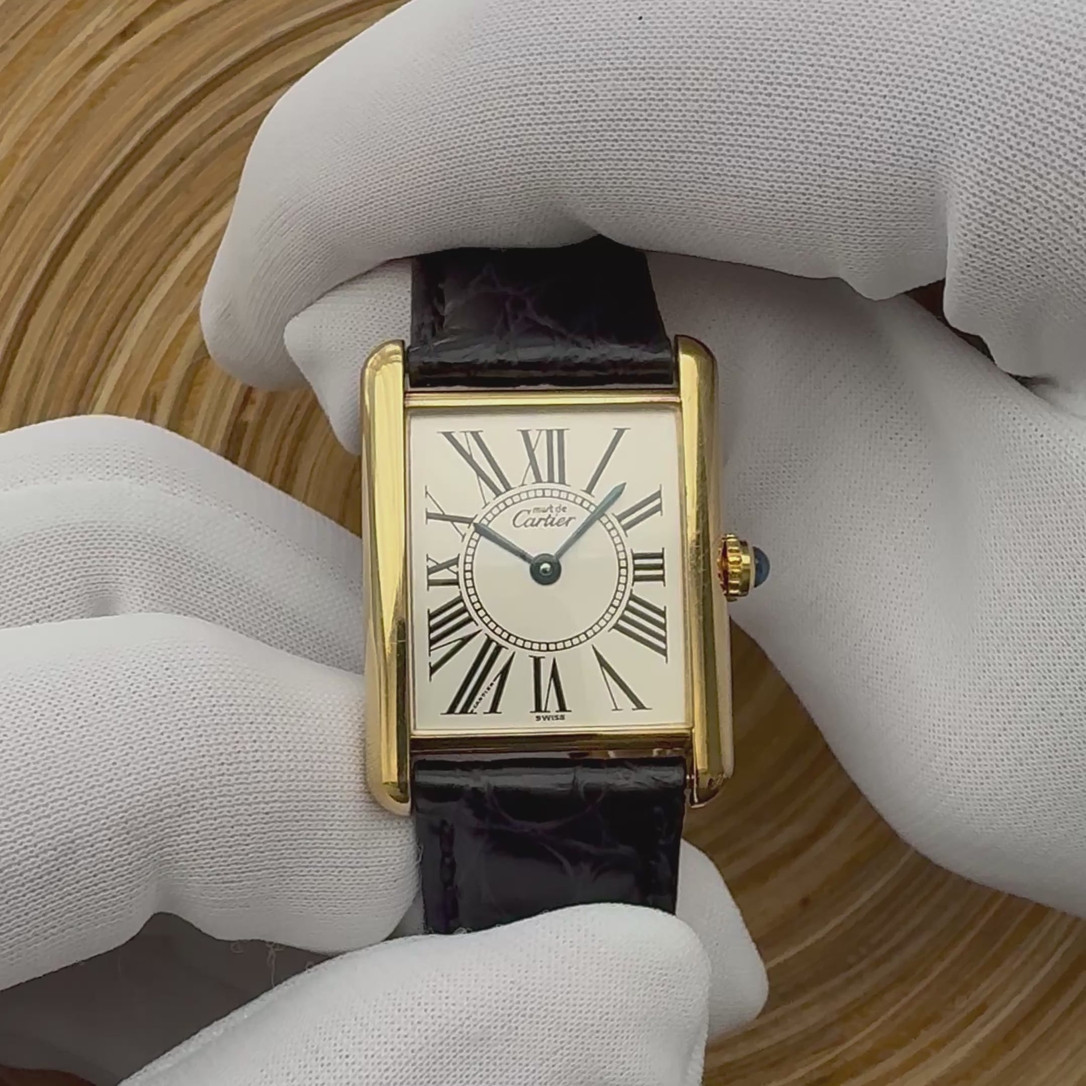 【Cartier】カルティエ マストタンクLM オパラン 純正Dバックル付き