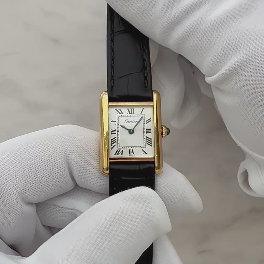 【Cartier】カルティエ プレマストタンクSM 手巻き 欧州仕様 純正尾錠付き