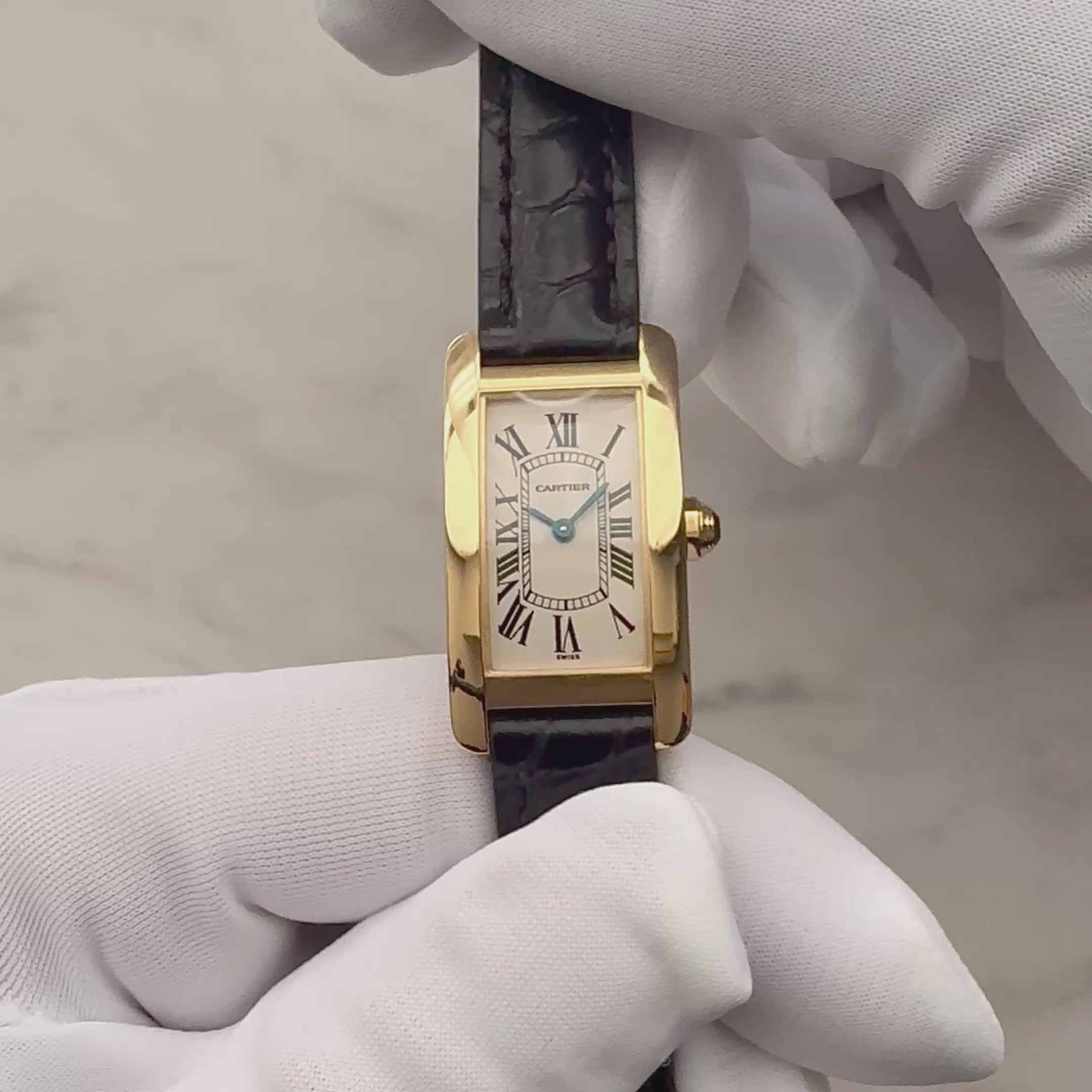 【Cartier】カルティエ タンクアメリカン SM18KYG 付属品付き カルティエコンプリートサービス済み