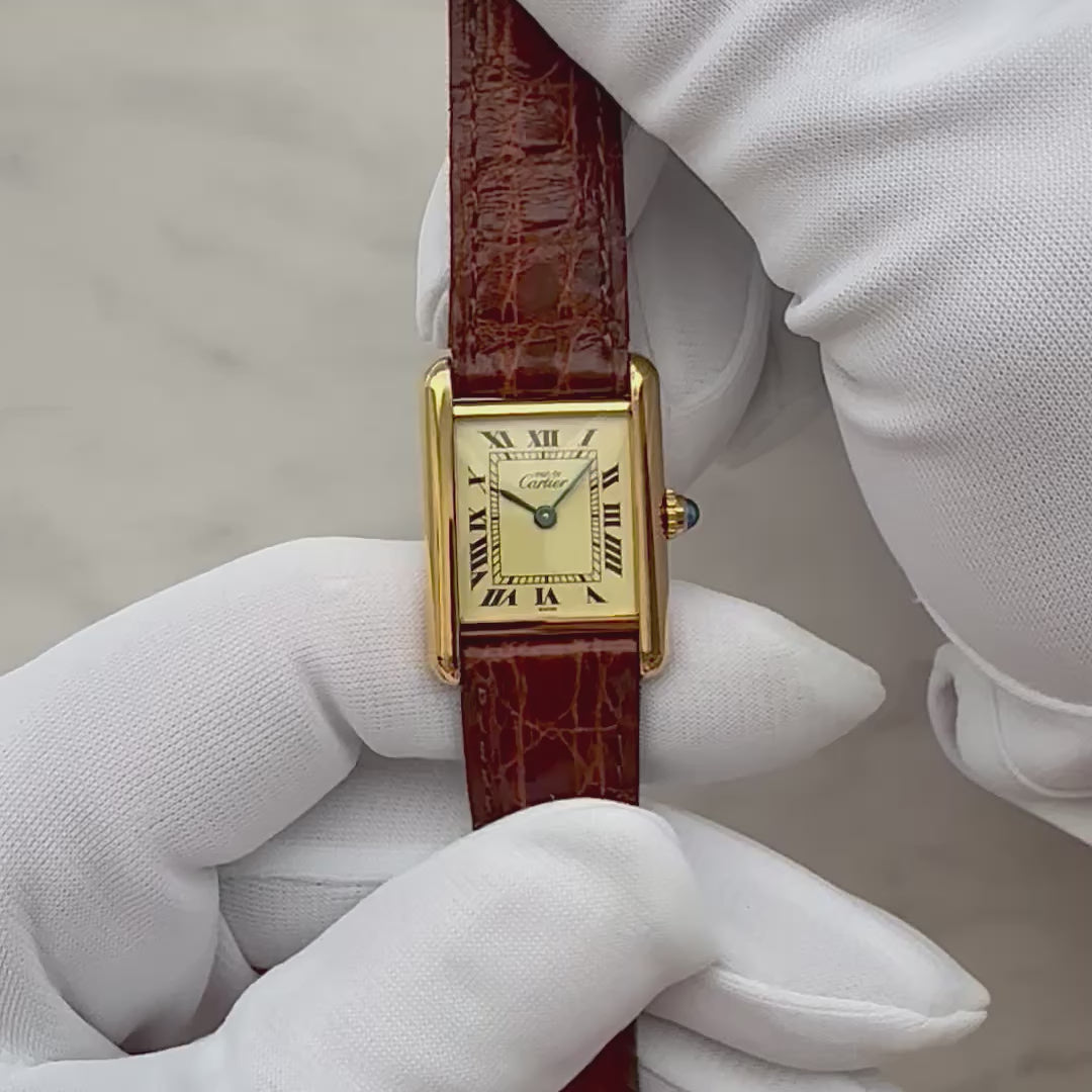 【Cartier】カルティエ マストタンク SM アイボリーローマQZ 付属品完備 デッドストック